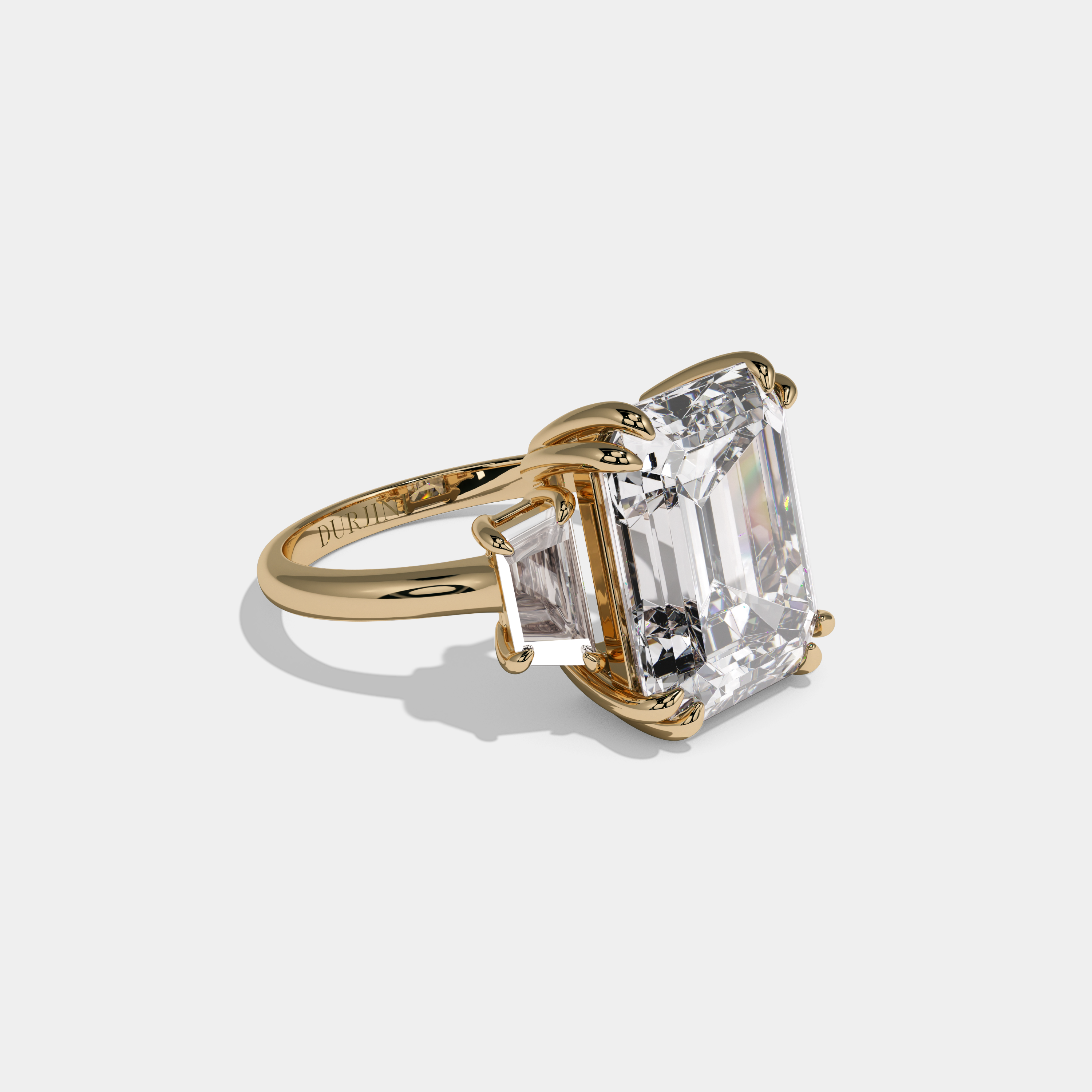Alexandra Emerald Cut Diamond Plain Band With Step Cut Sides Engagement Ring 10ct 18k Yellow Gold