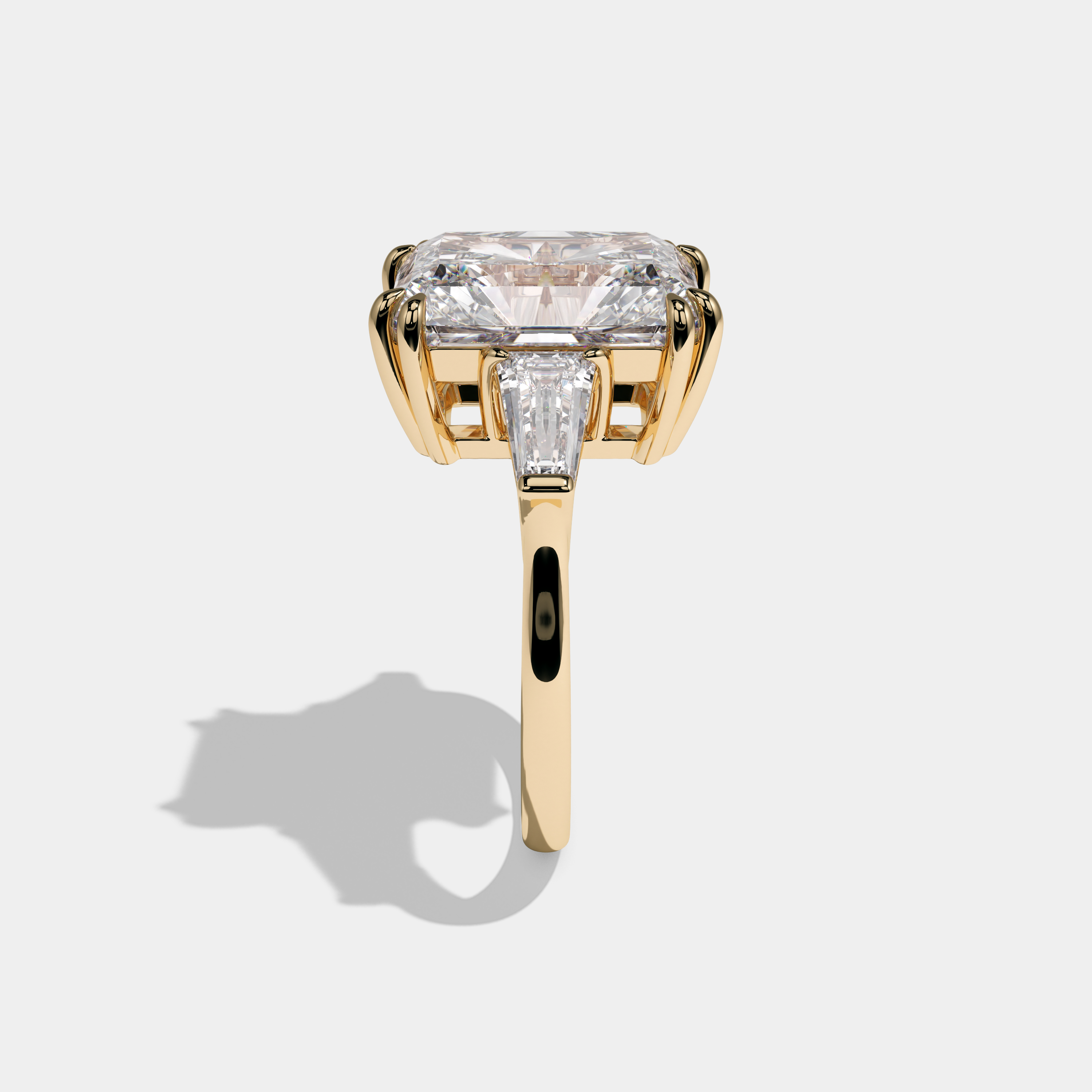 Beatrice Radiant Cut Diamond Halo Plain Band With Quadrant Side Engagement Ring 10ct 18k Yellow Gold