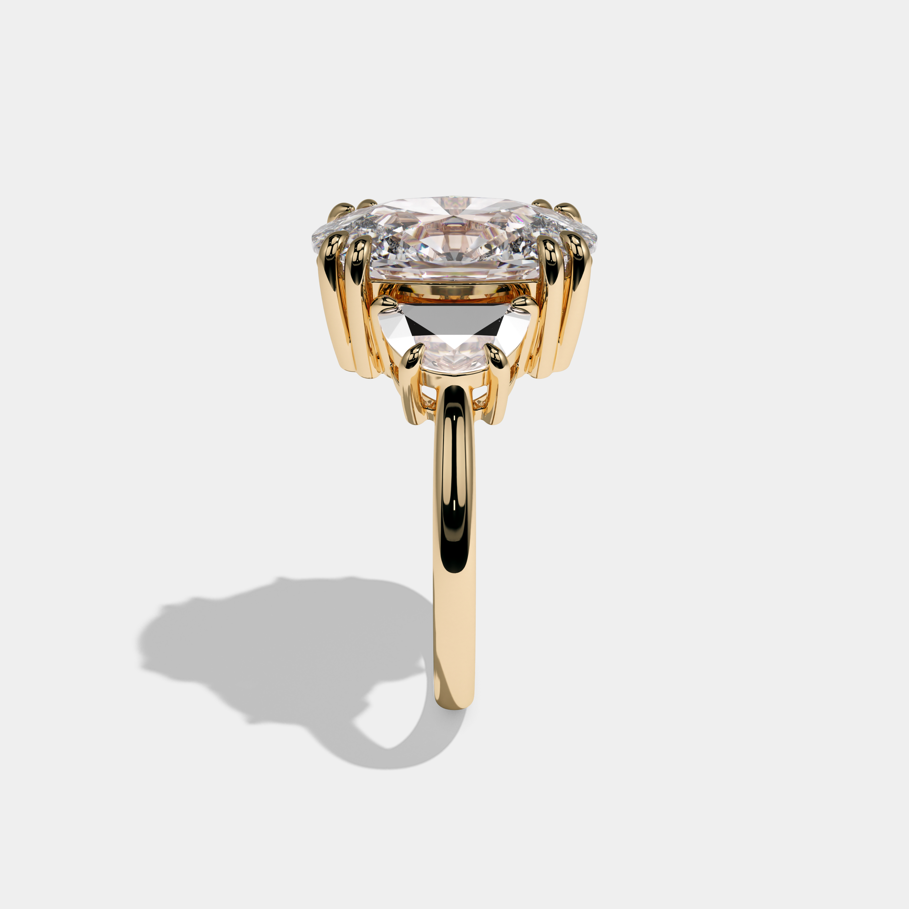 Florence Cushion Cut Diamond Halo Plain Band With Half Moon Side Engagement Ring 10ct 18k