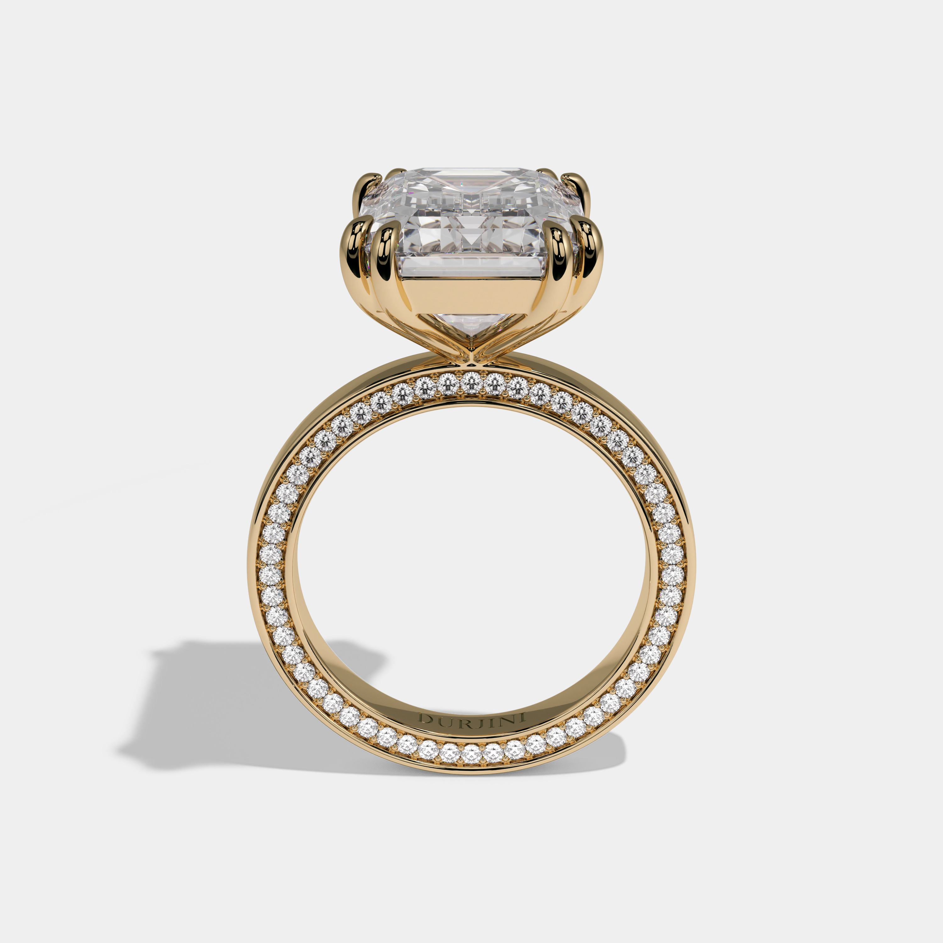 Beatrice Emerald Cut Diamond Hidden Band Engagement Ring 10ct 18k Yellow Gold