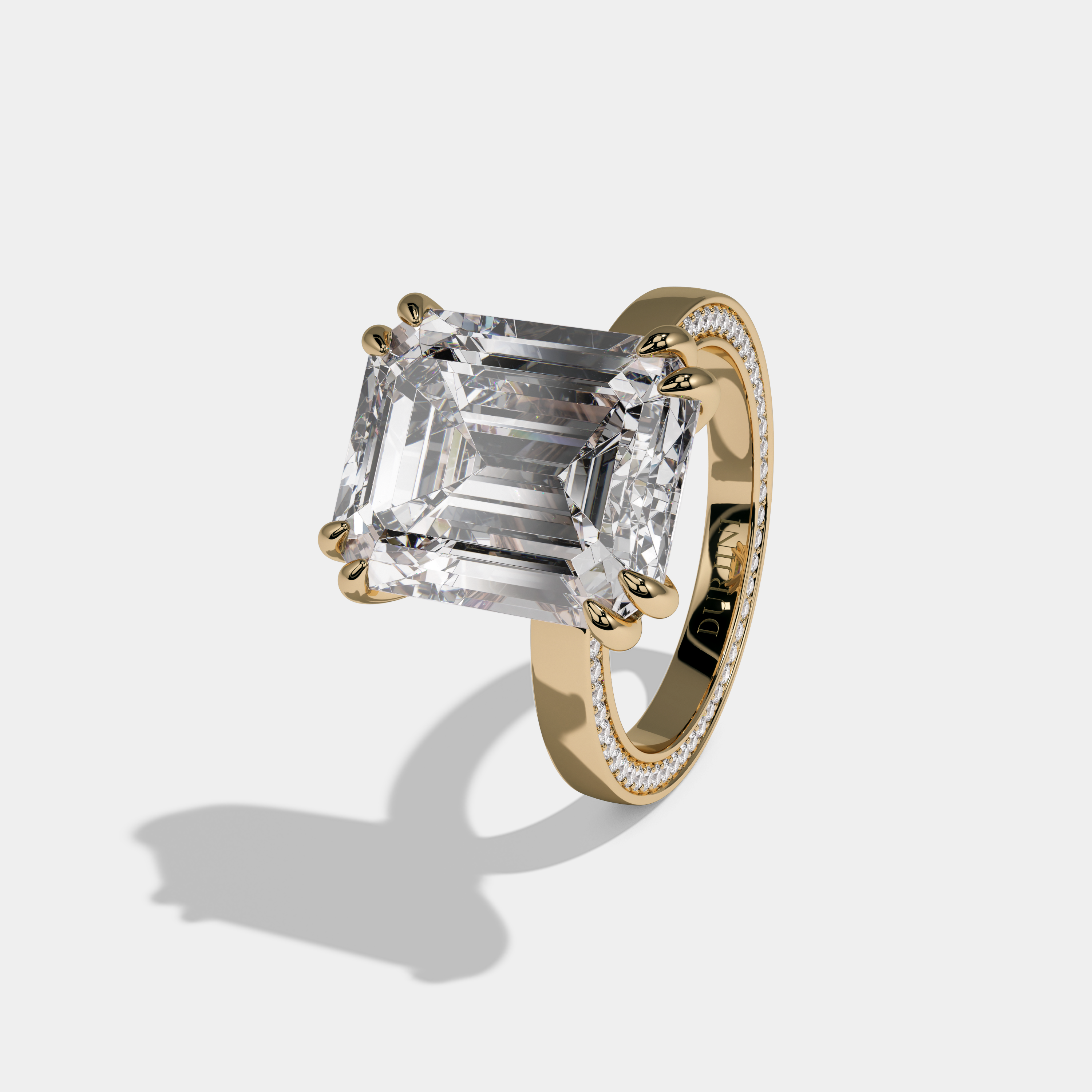 Beatrice Emerald Cut Diamond Hidden Band Engagement Ring 10ct 18k Yellow Gold