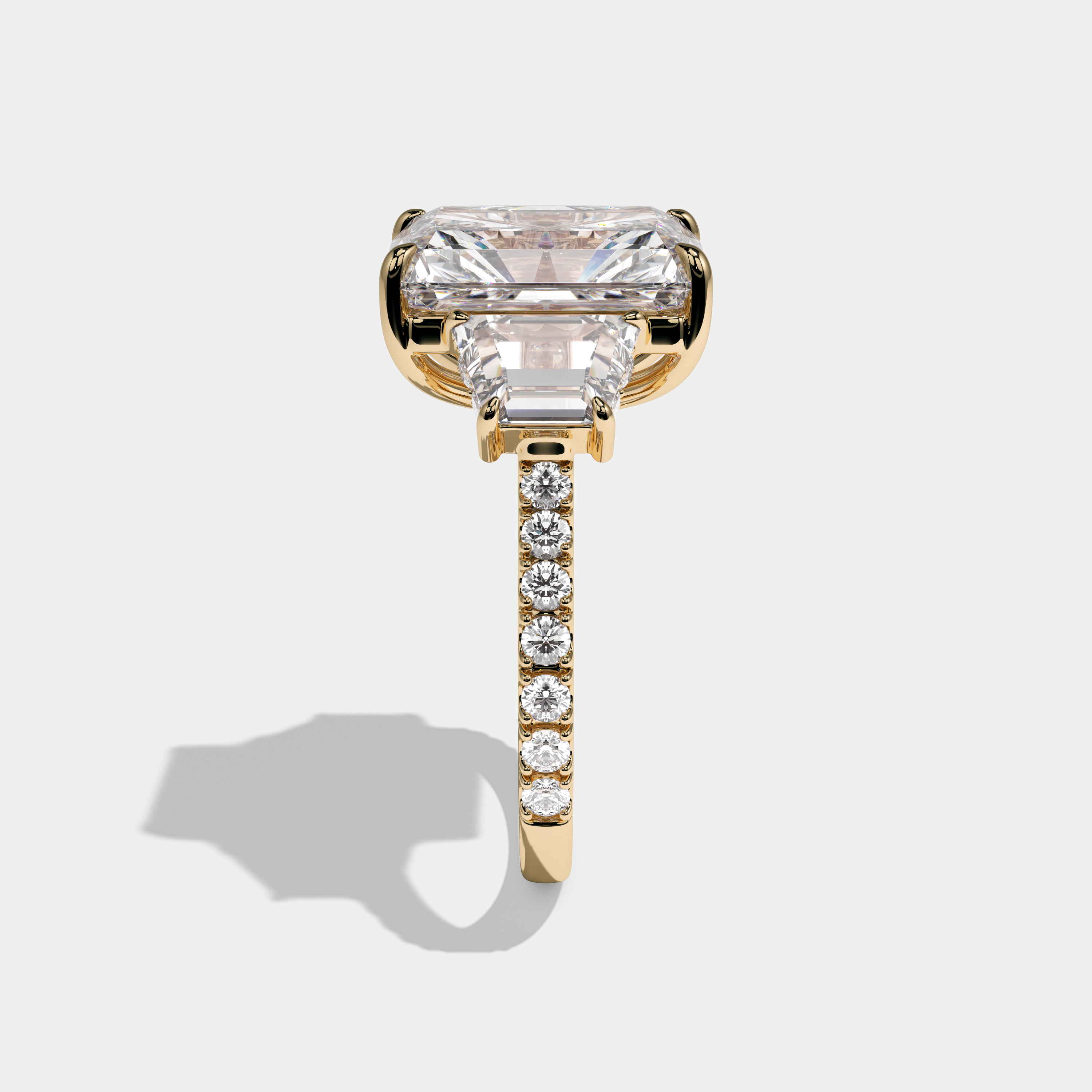 Louise Radiant Brilliant Cut Diamond Halo With Trapezoid Sides Engagement Ring 10ct 18k Yellow Gold