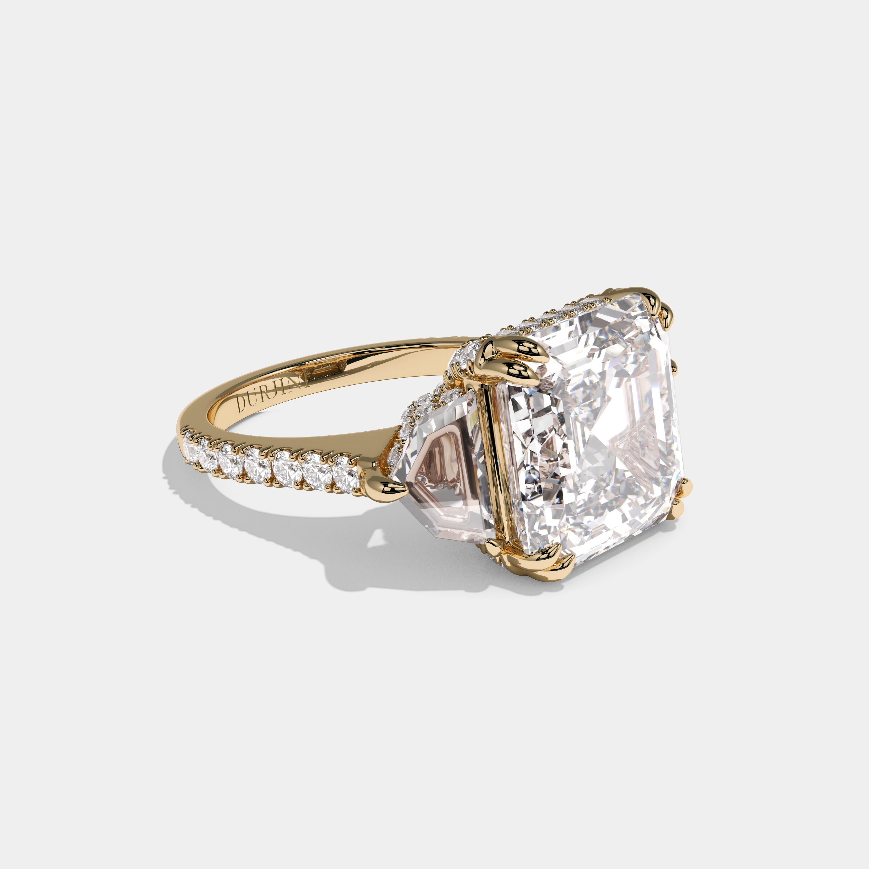 Mary Asscher Cut Diamond Halo With Step Cut Sides Engagement Ring 10ct 18k Yellow Gold