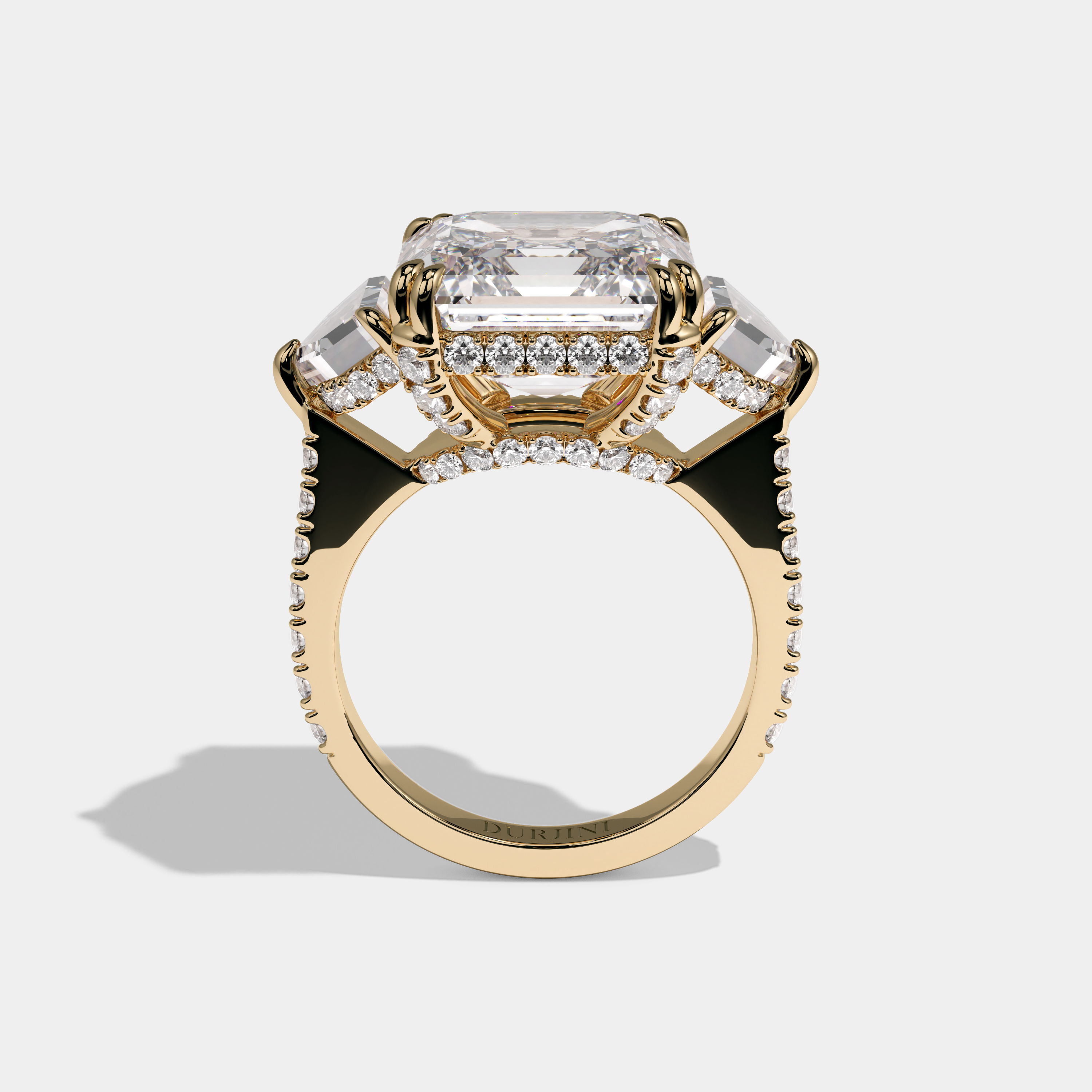 Mary Asscher Cut Diamond Halo With Step Cut Sides Engagement Ring 10ct 18k Yellow Gold