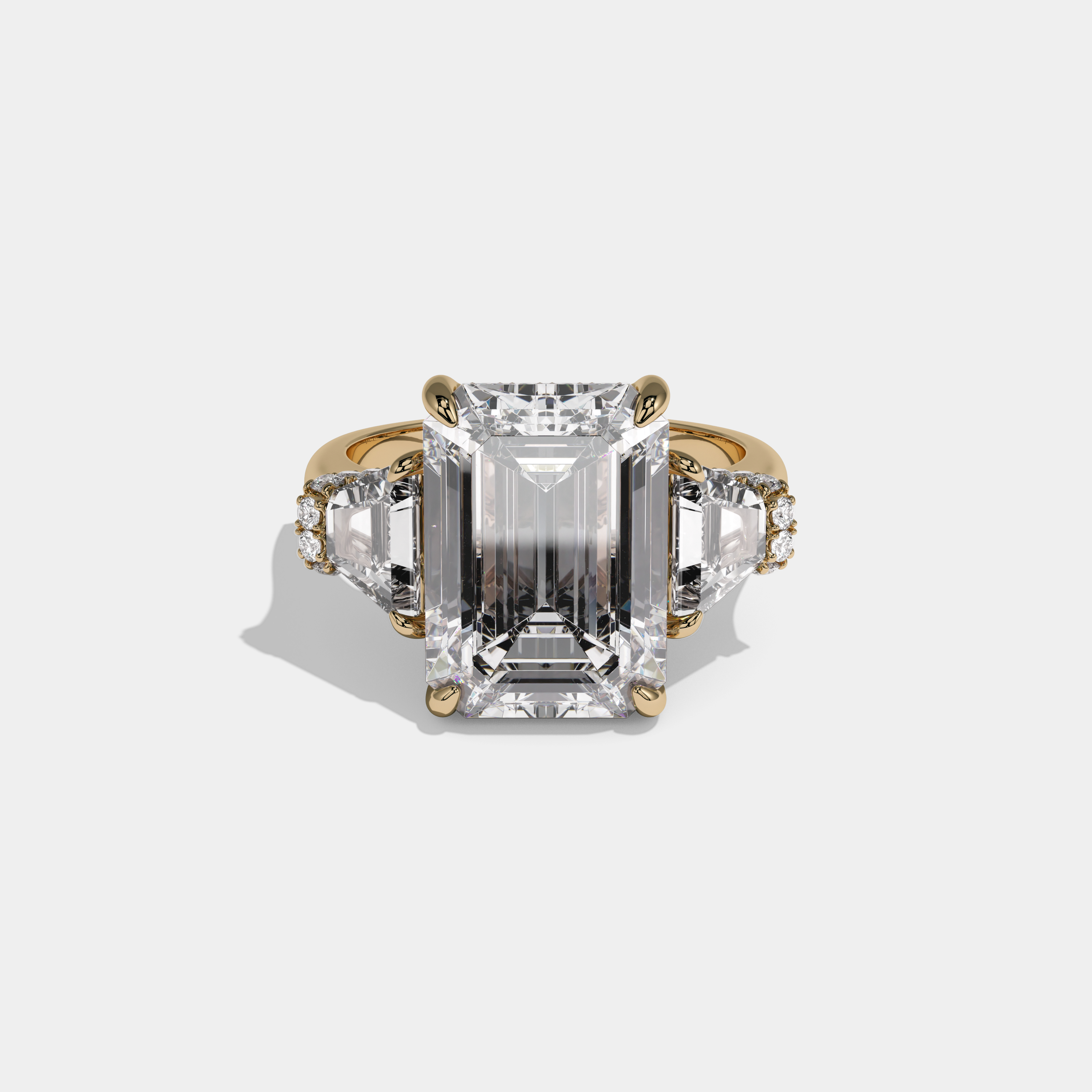 Charlotte Emerald Cut Diamond Plain Band With Step Cut Sides Engagement Ring 8ct 18k Yellow Gold