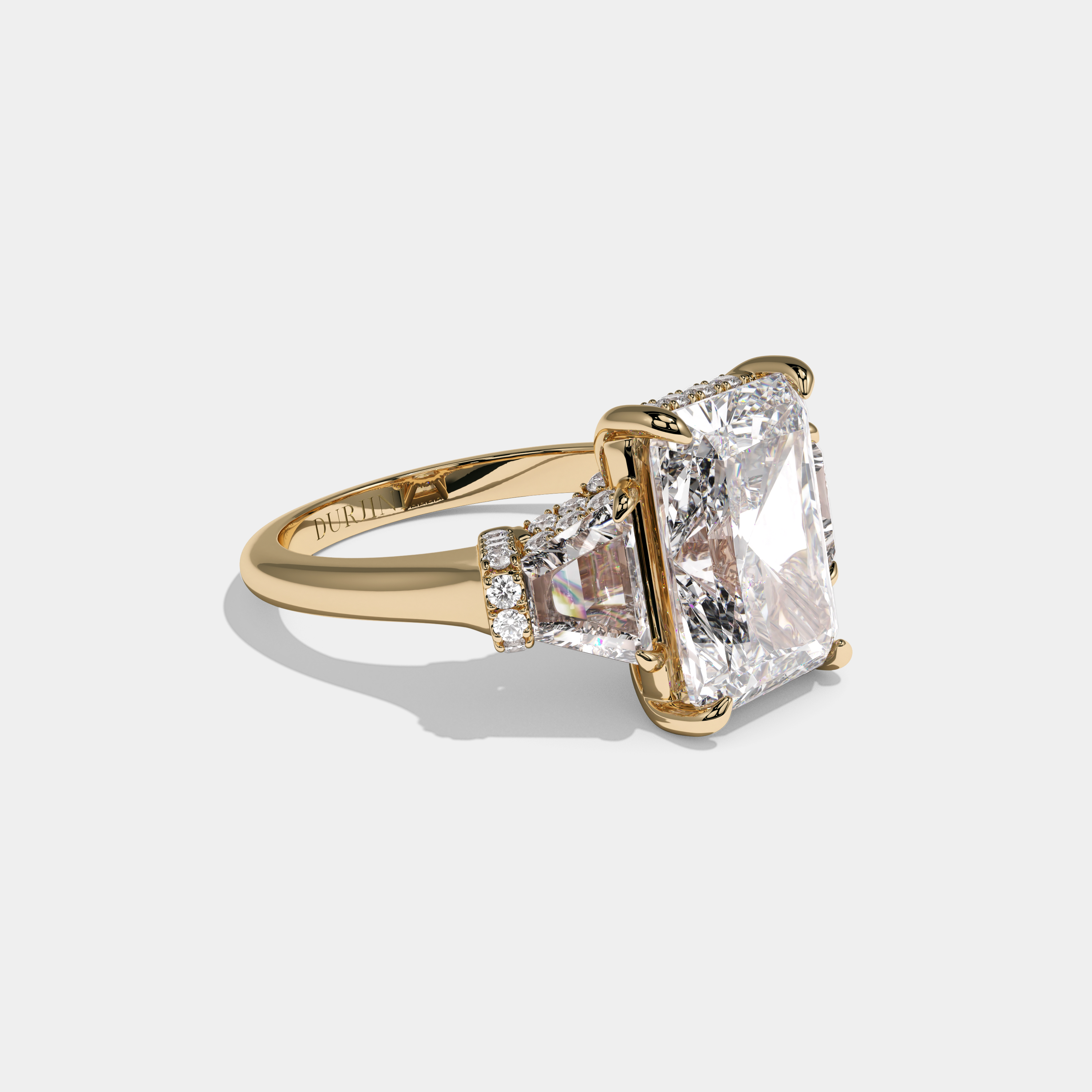 Camilla Radiant Cut Diamond Halo Plain Band Engagement Ring 10ct 18k Yellow Gold