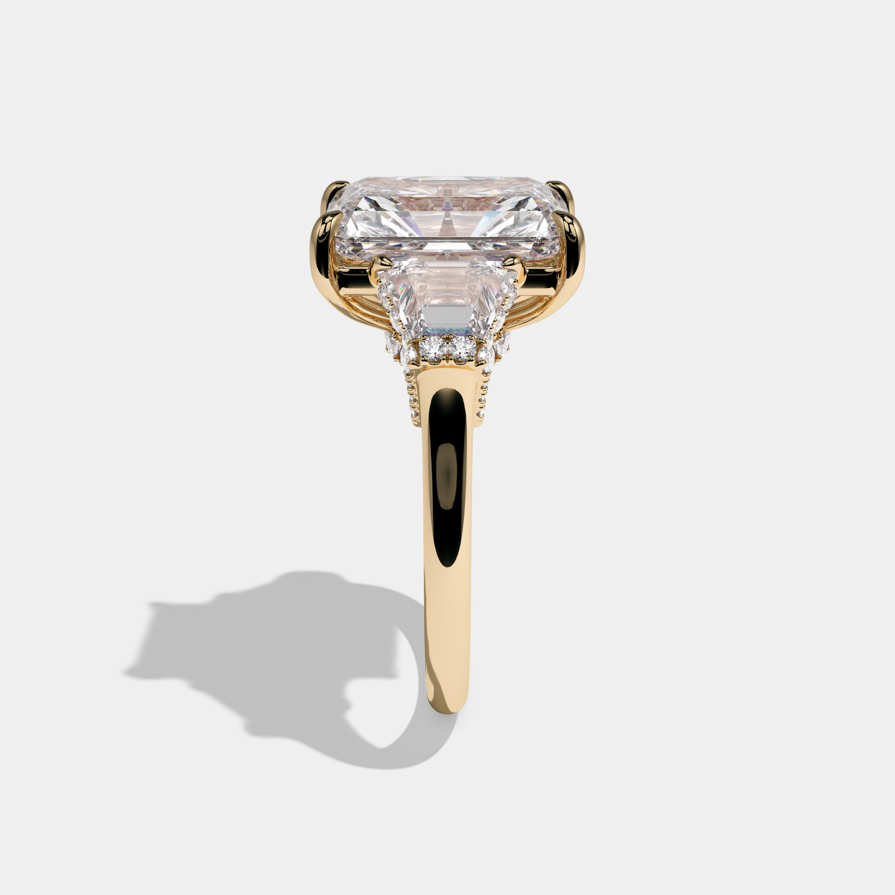 Camilla Radiant Cut Diamond Halo Plain Band Engagement Ring 10ct 18k Yellow Gold