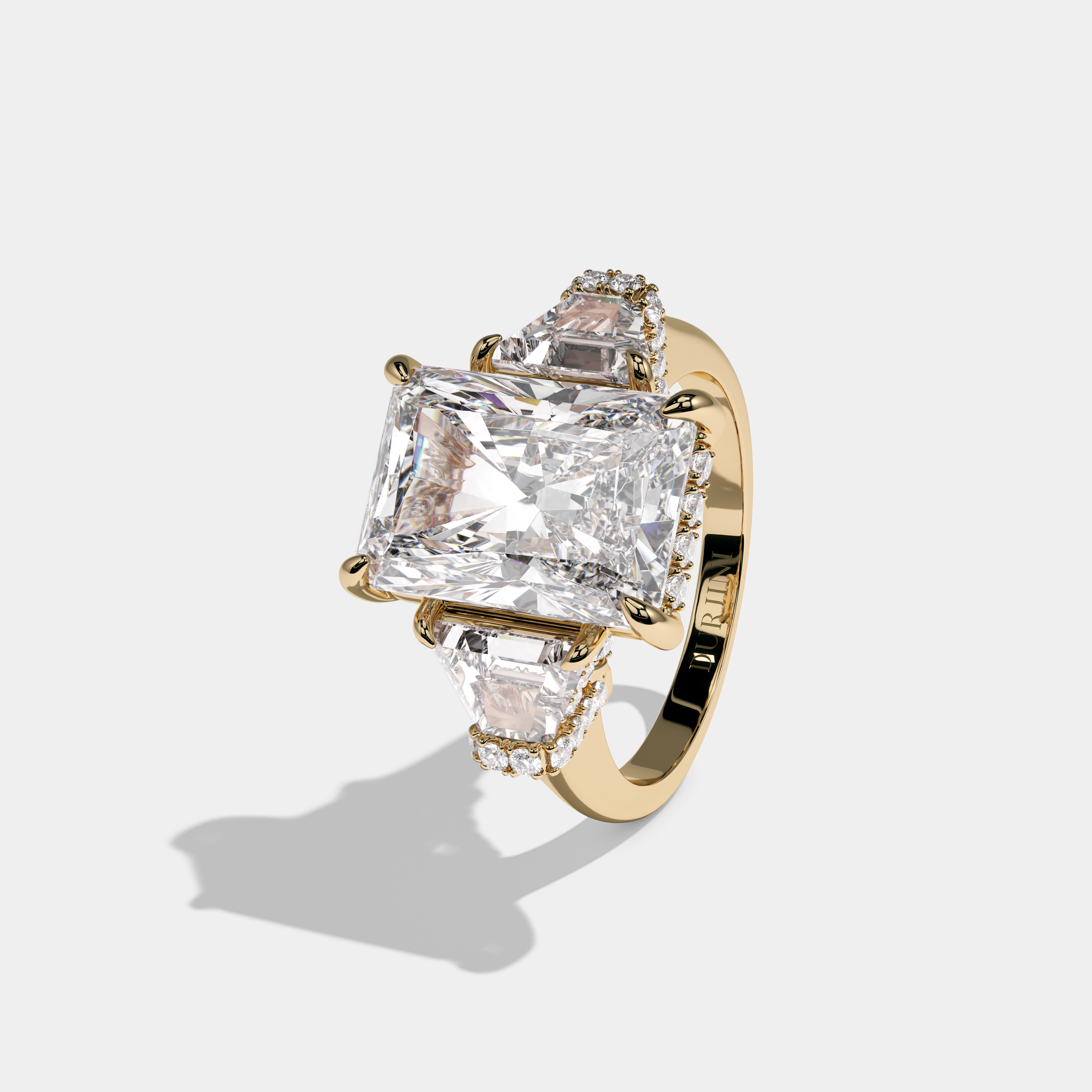 Camilla Radiant Cut Diamond Halo Plain Band Engagement Ring 10ct 18k Yellow Gold