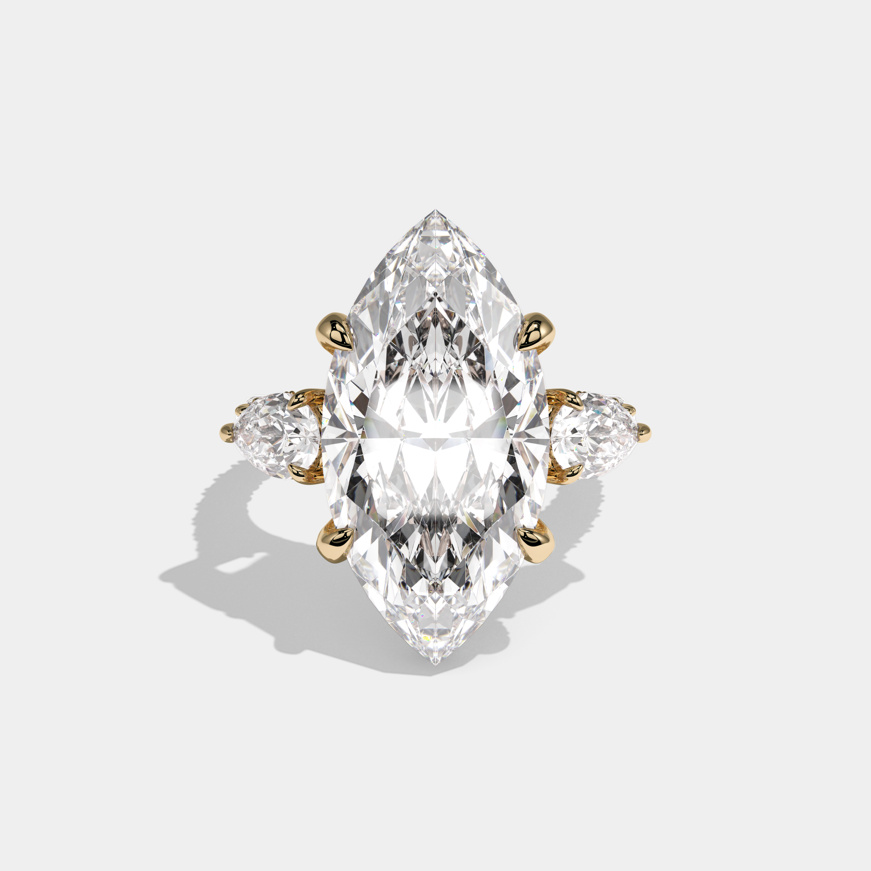 Charlotte Marquise Cut Diamond Halo With Pear Sides Engagement Ring 10ct 18k Yellow Gold