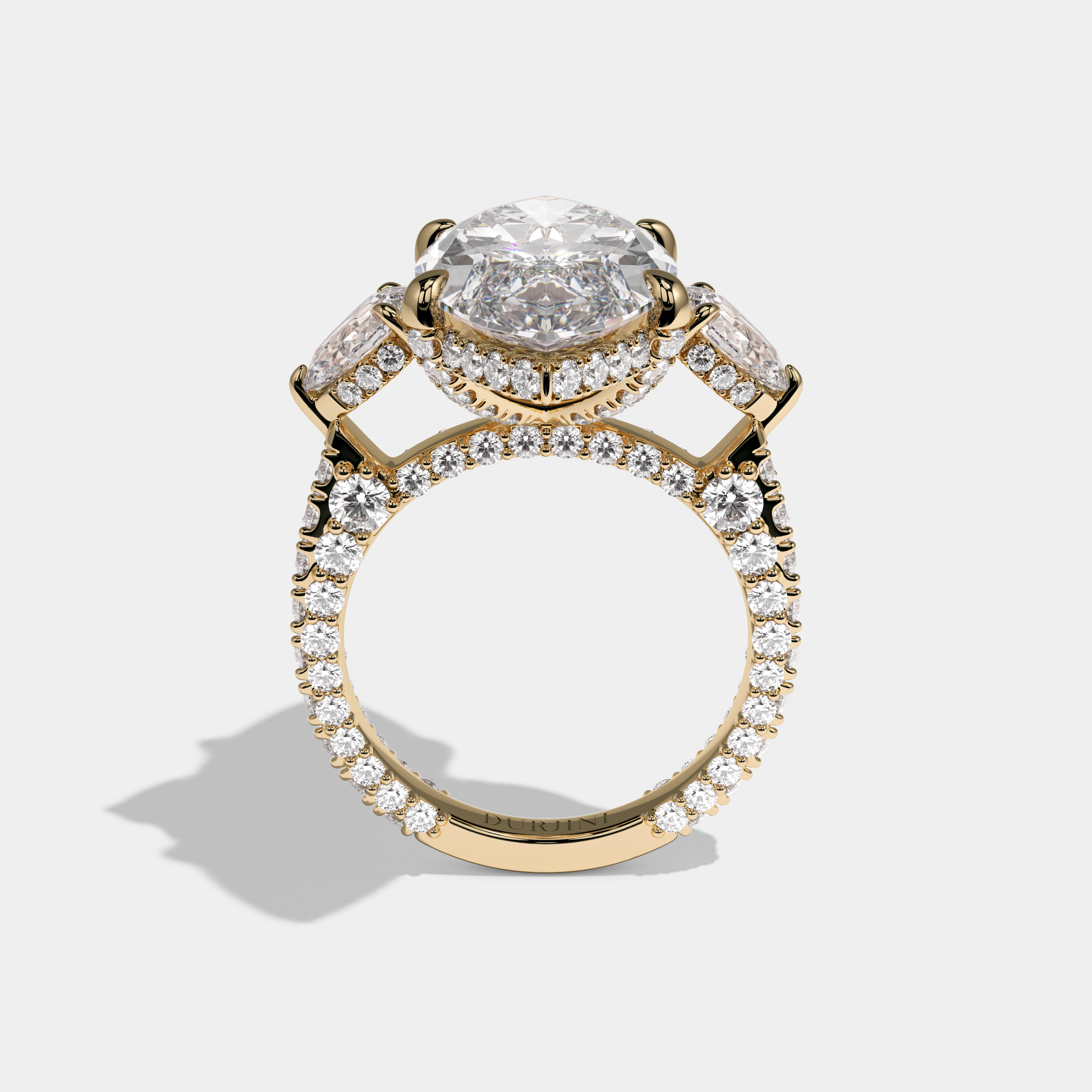 Charlotte Marquise Cut Diamond Halo With Pear Sides Engagement Ring 10ct 18k Yellow Gold