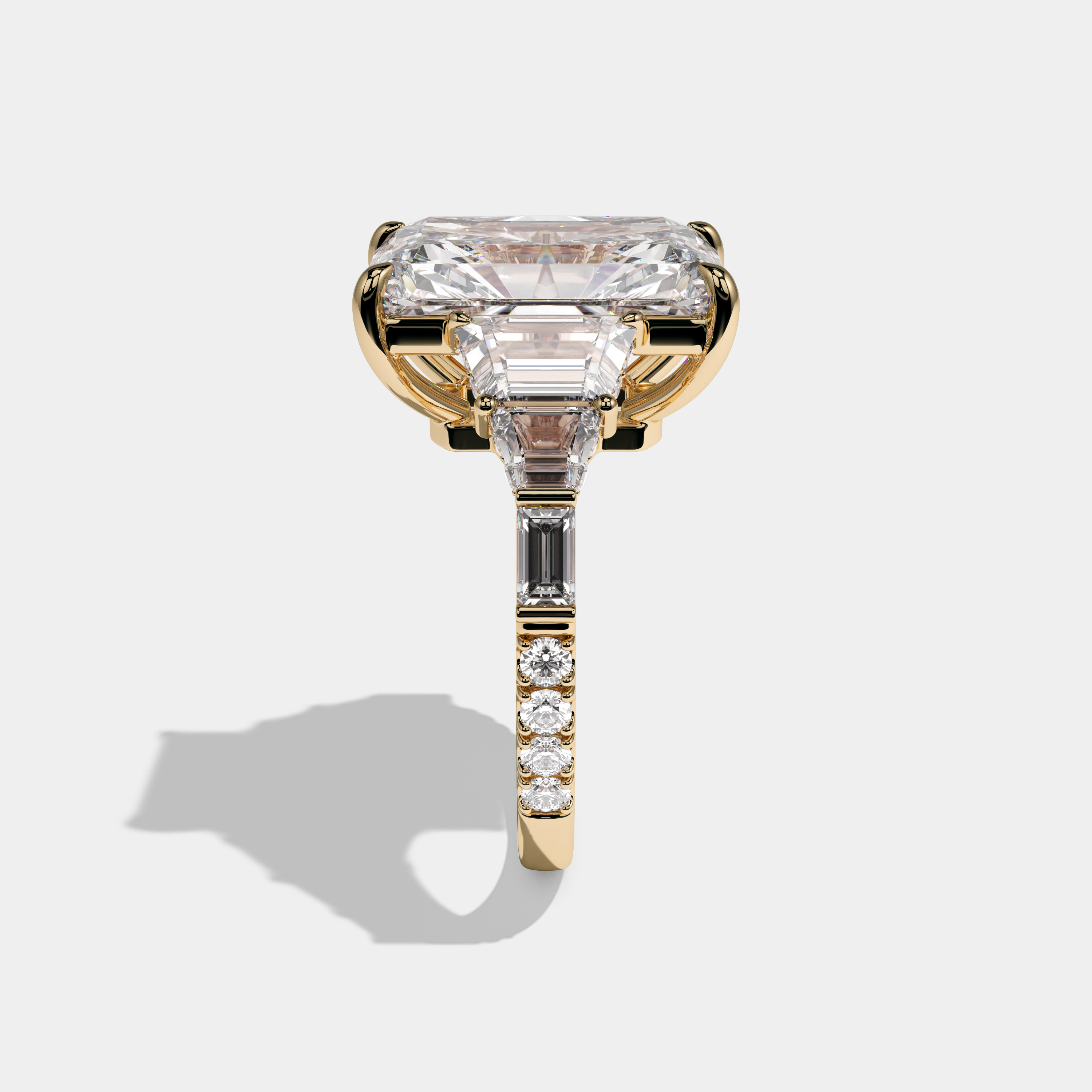 Caroline Radiant Cut Diamond Halo With Step Cut Sides Engagement Ring 10ct 18k Yellow Gold