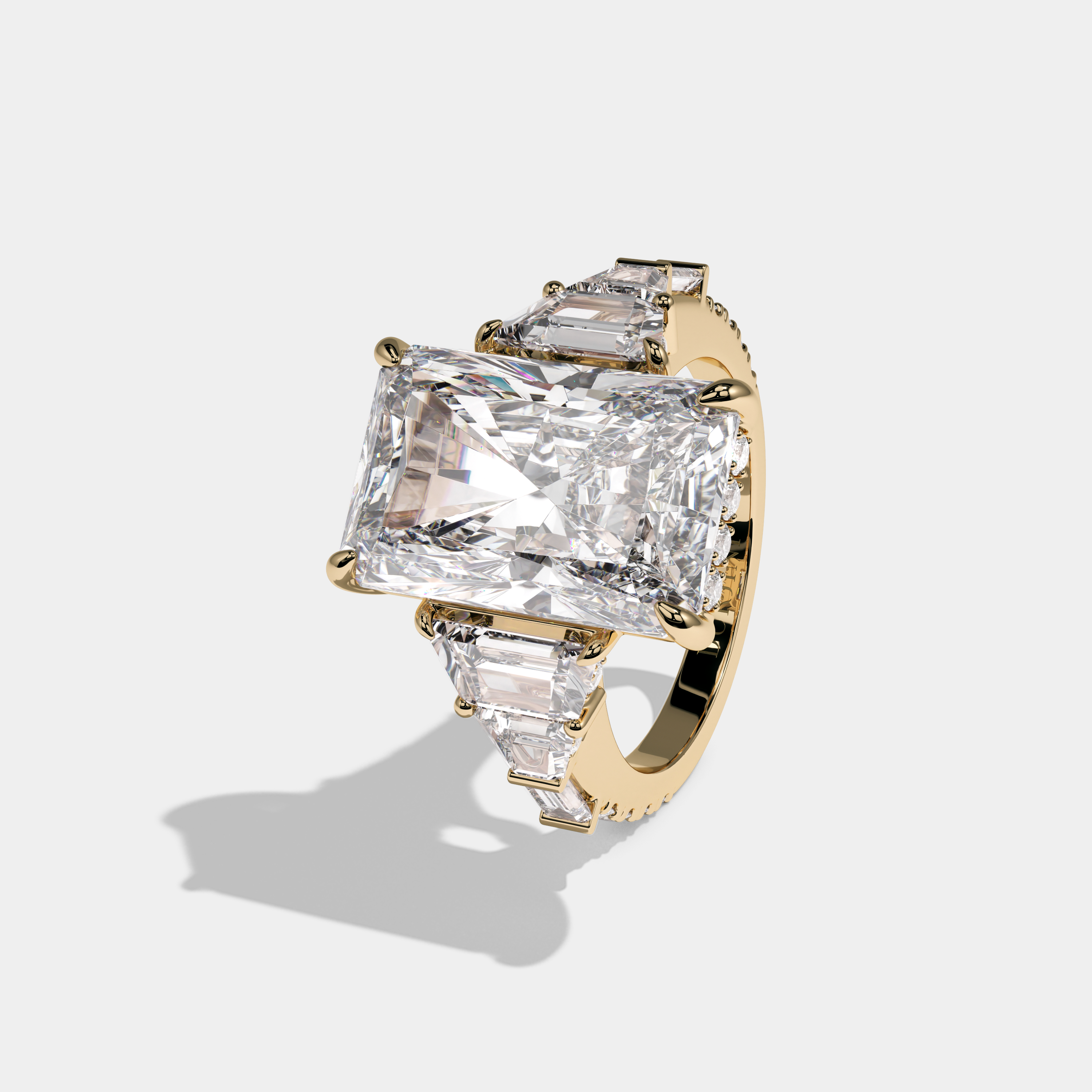 Caroline Radiant Cut Diamond Halo With Step Cut Sides Engagement Ring 10ct 18k Yellow Gold