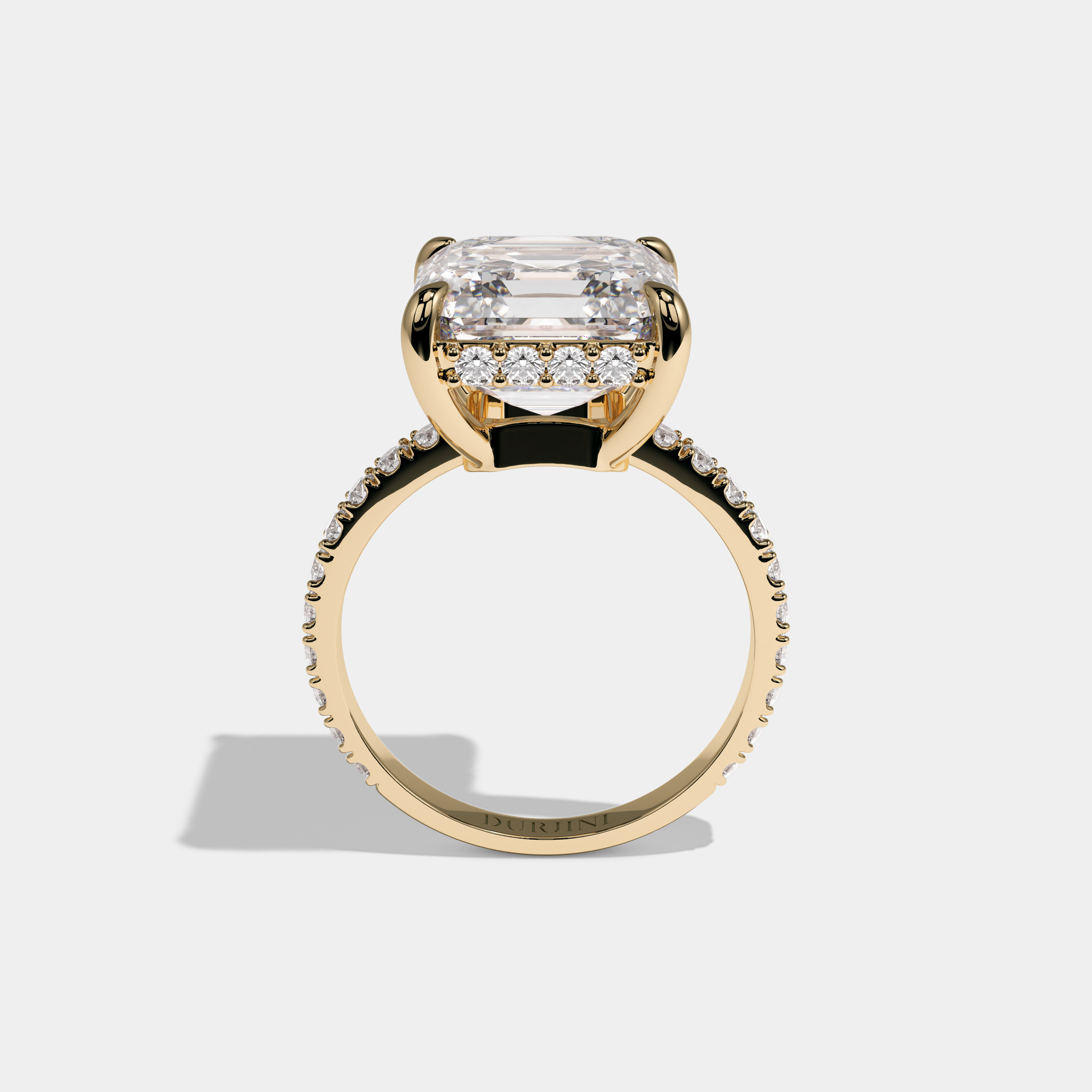 Charlotte Asscher Cut Diamond Halo Engagement Ring 10ct 18k Yellow Gold