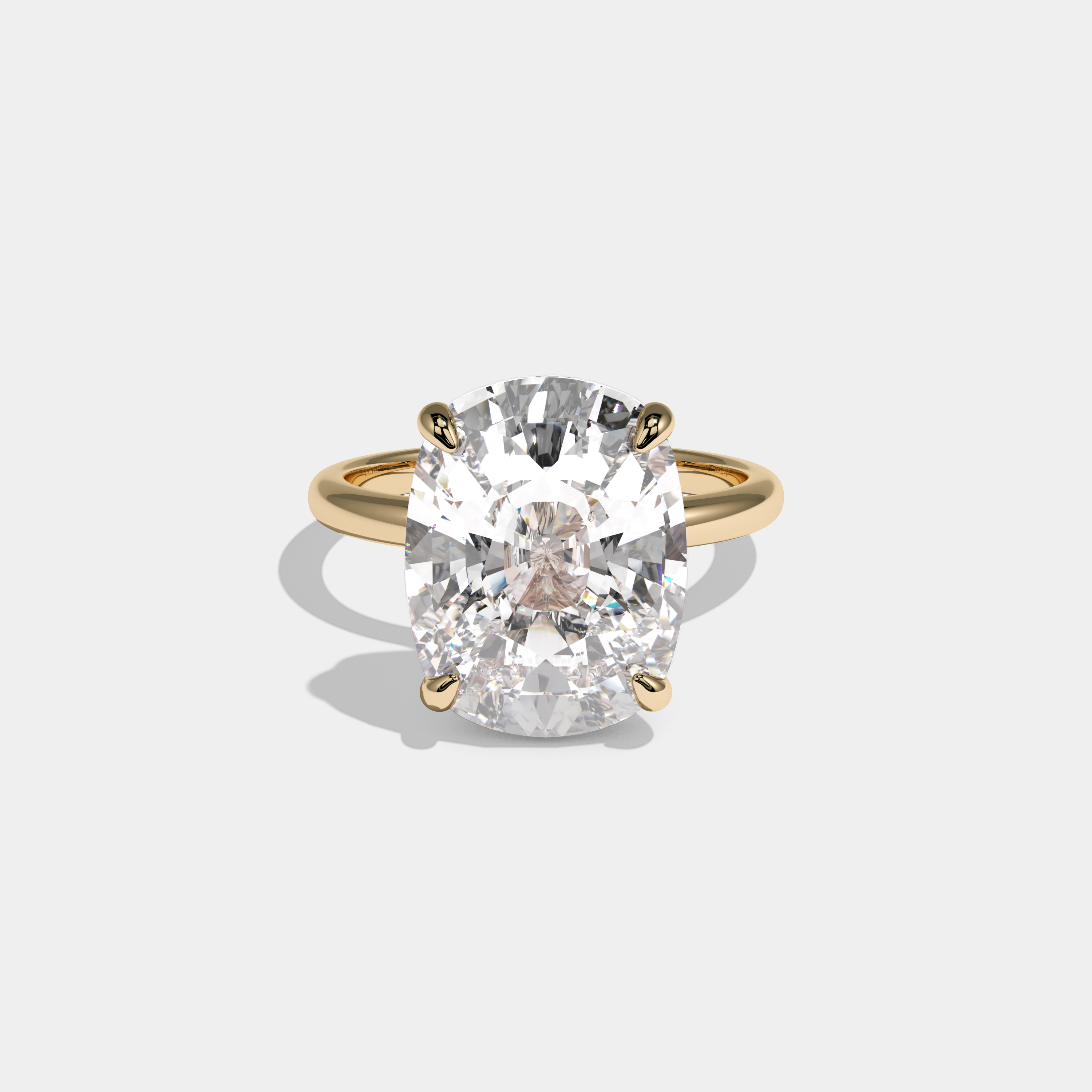Matilda Cushion Cut Diamond Halo Plain Band Engagement Ring 10ct 18k Yellow Gold