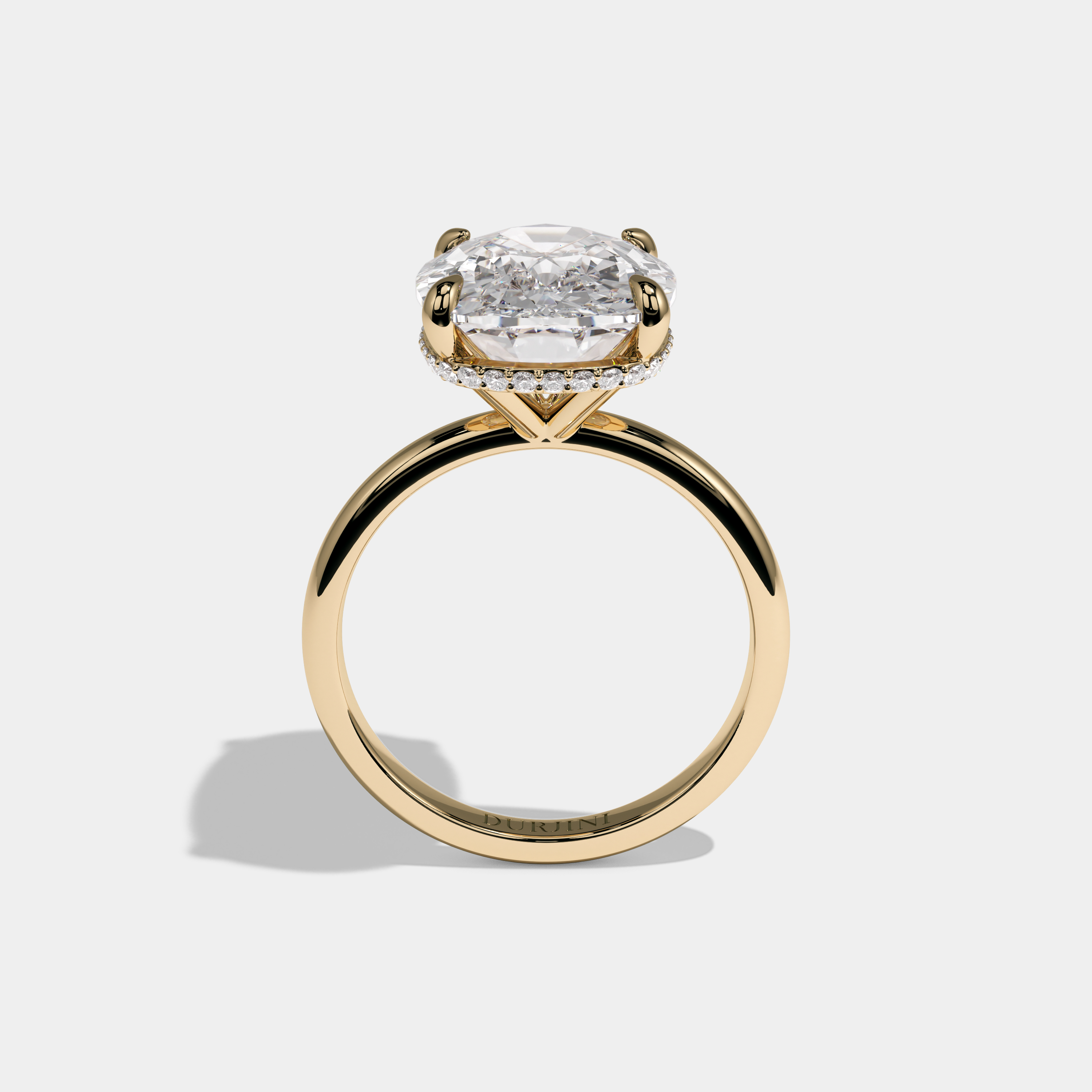 Matilda Cushion Cut Diamond Halo Plain Band Engagement Ring 10ct 18k Yellow Gold