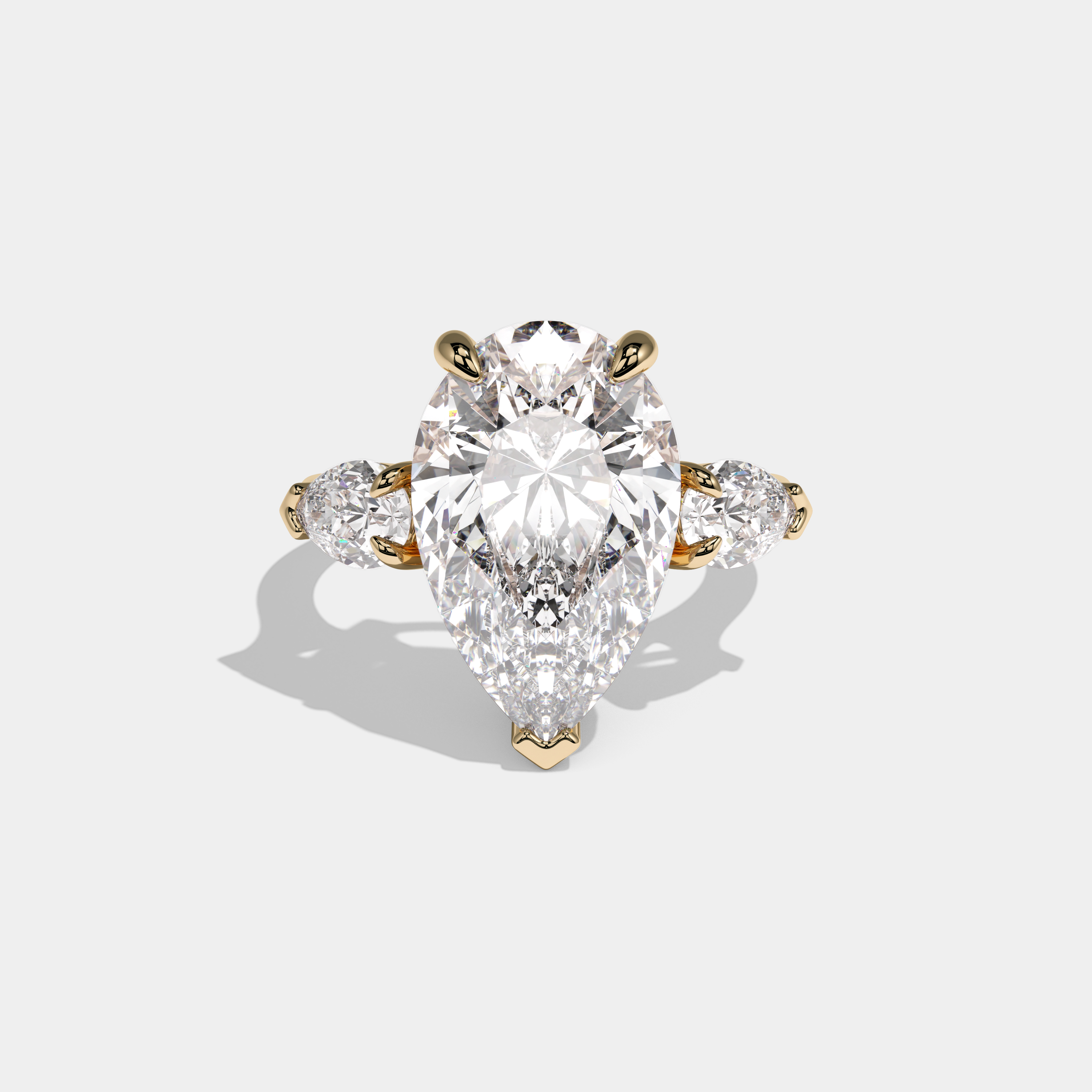 Arabella Pear Cut Diamond With Pear Sides Engagement Ring 10ct 18k Yellow Gold
