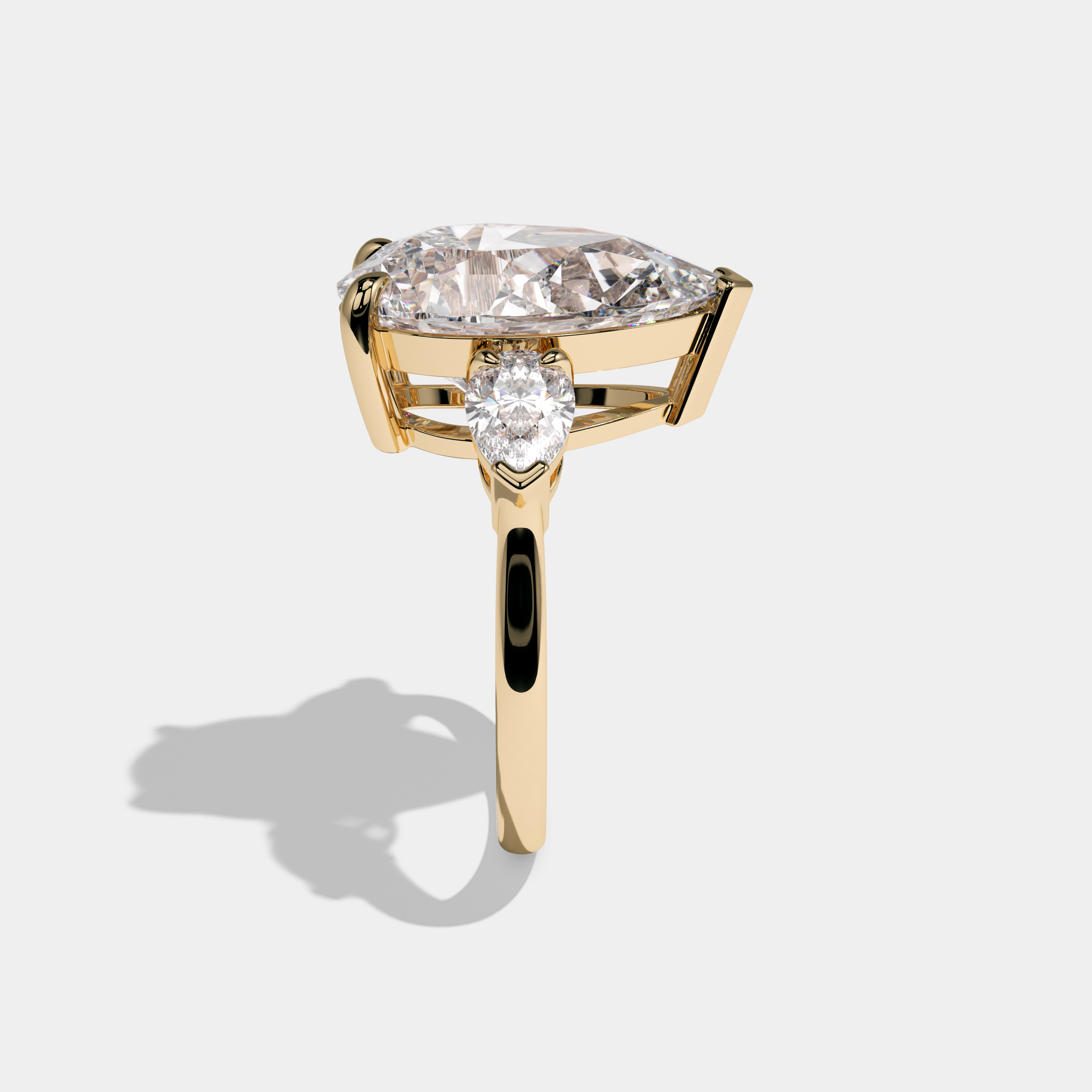 Arabella Pear Cut Diamond With Pear Sides Engagement Ring 10ct 18k Yellow Gold