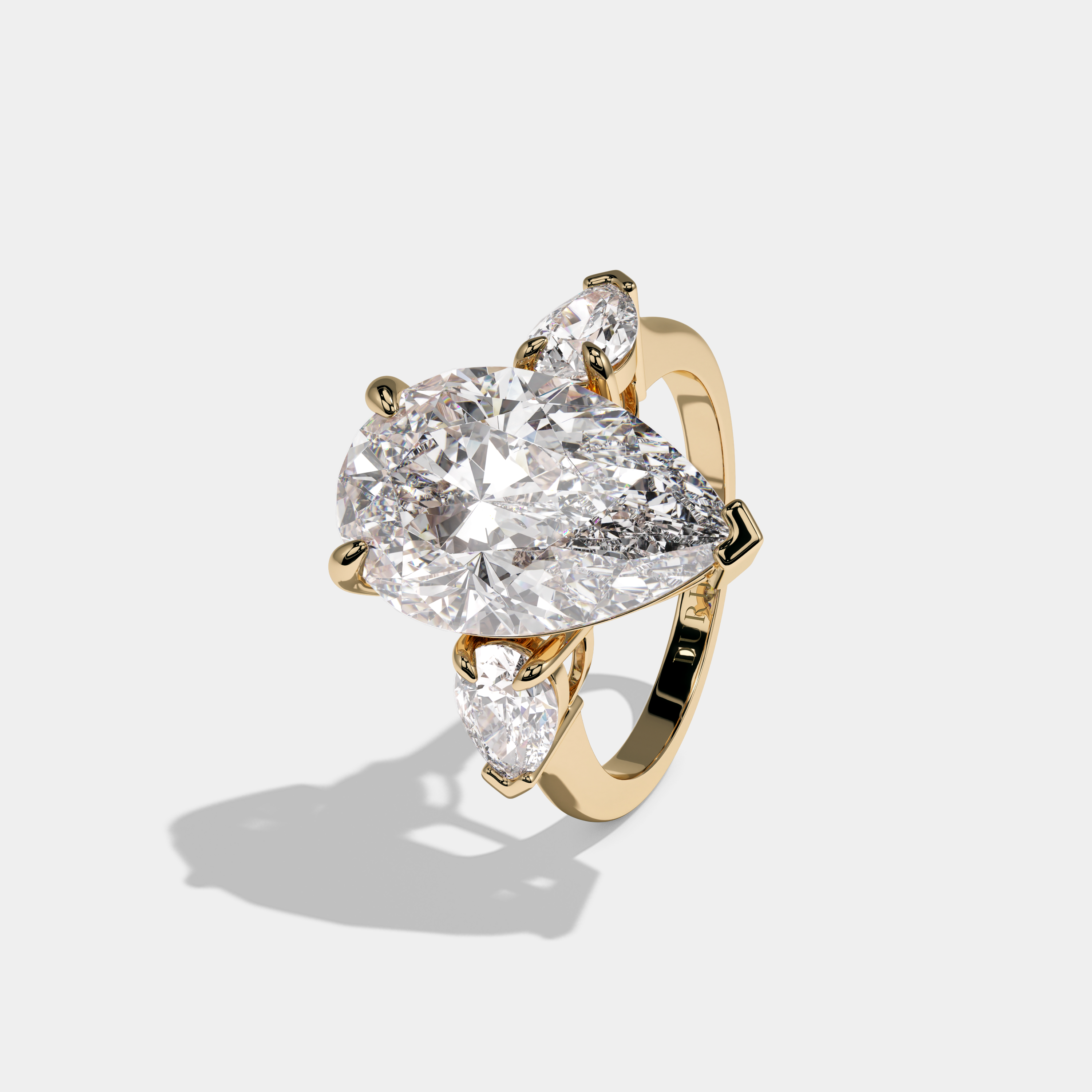 Arabella Pear Cut Diamond With Pear Sides Engagement Ring 10ct 18k Yellow Gold