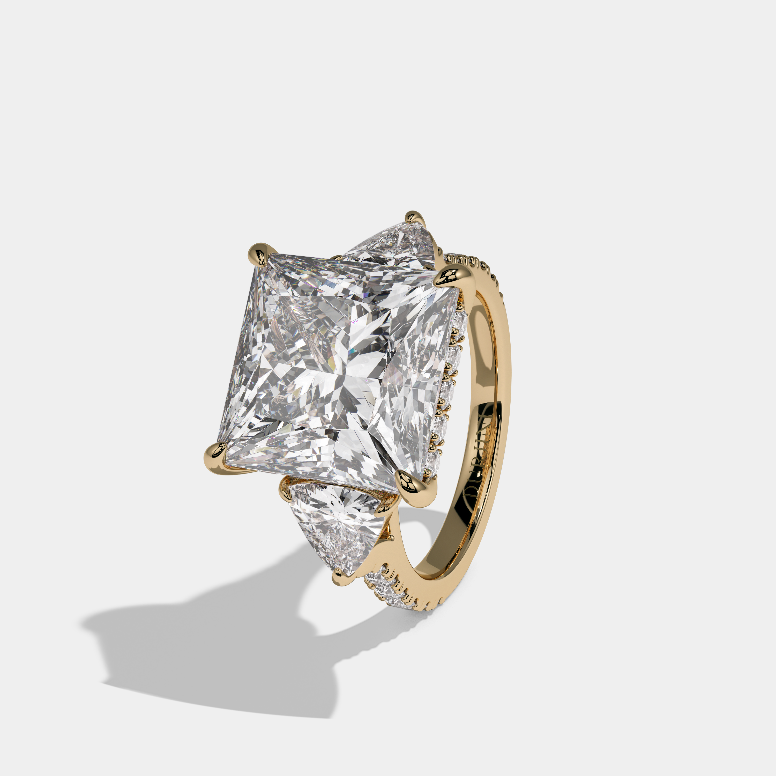 Charlotte Asscher Cut Diamond Halo Engagement Ring 10ct 18k Yellow Gold