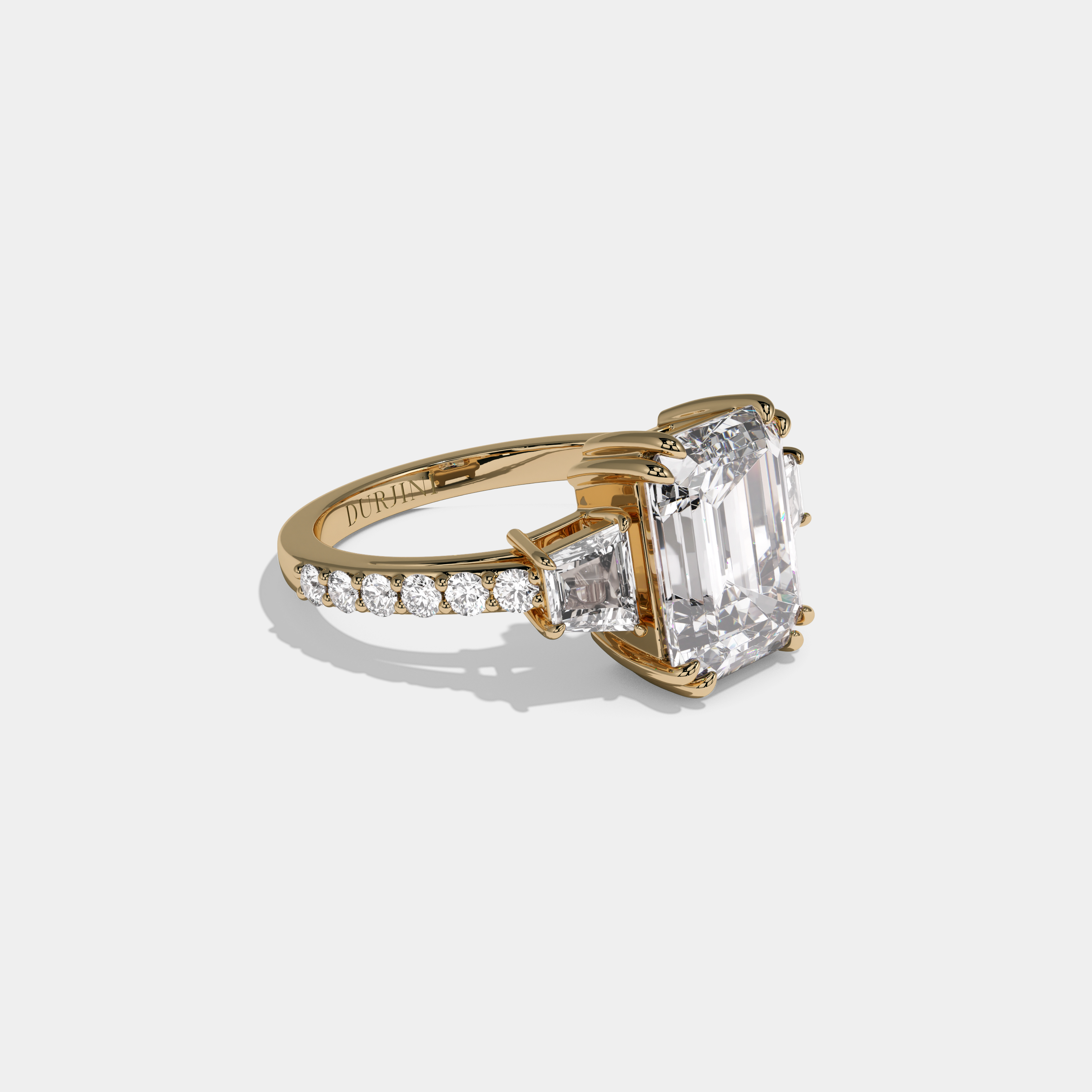 Beatrice Emerald Cut Diamond Band With Step Cut Sides Engagement Ring 10ct 18K Yellow Gold