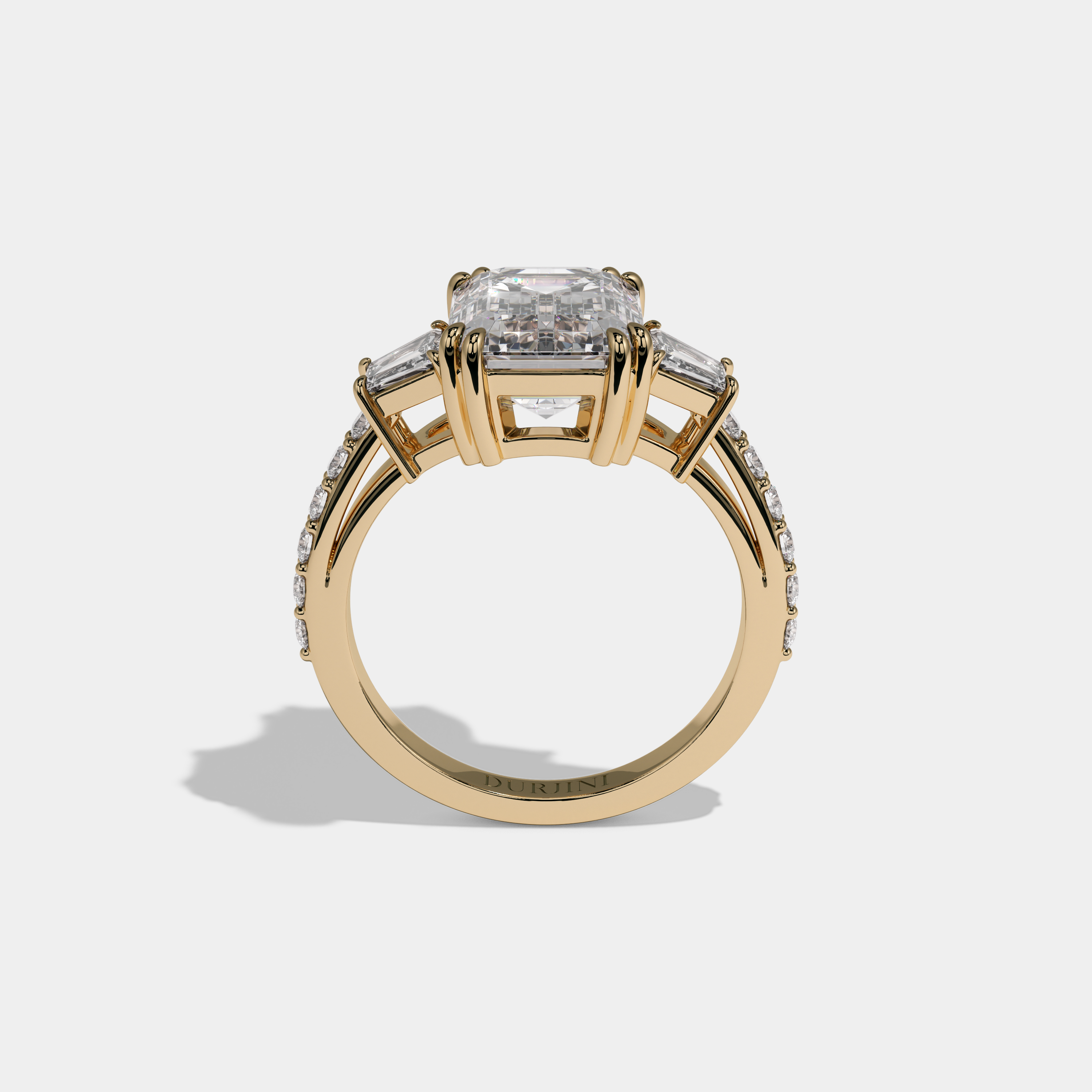 Beatrice Emerald Cut Diamond Band With Step Cut Sides Engagement Ring 10ct 18K Yellow Gold