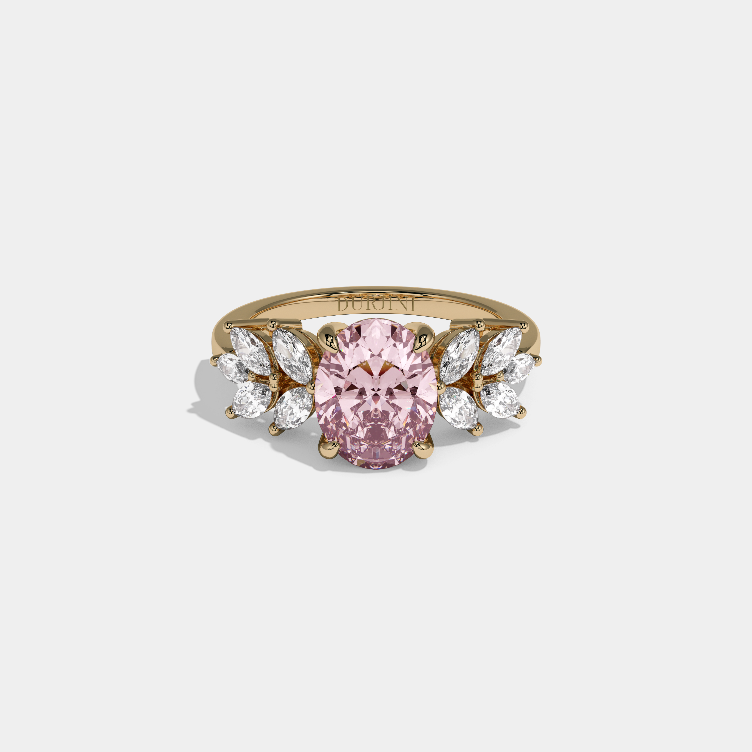 Charlotte Fancy Pink Pear Cut Diamond Plain Band Engagement Ring 6ct 18K Yellow Gold