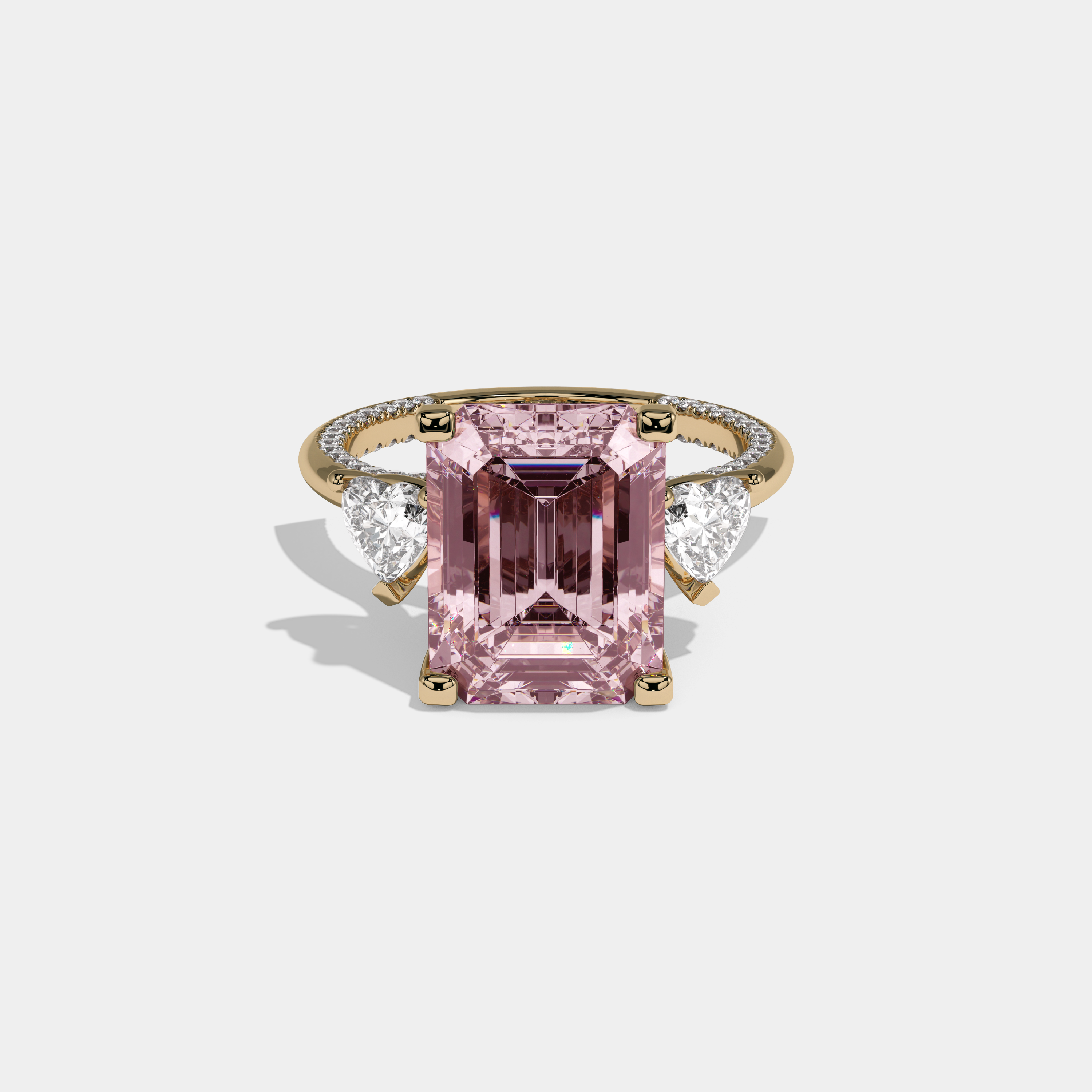 Charlotte Fancy Pink Emerald Cut Diamond Hidden Band Engagement Ring 6ct 18K Yellow Gold