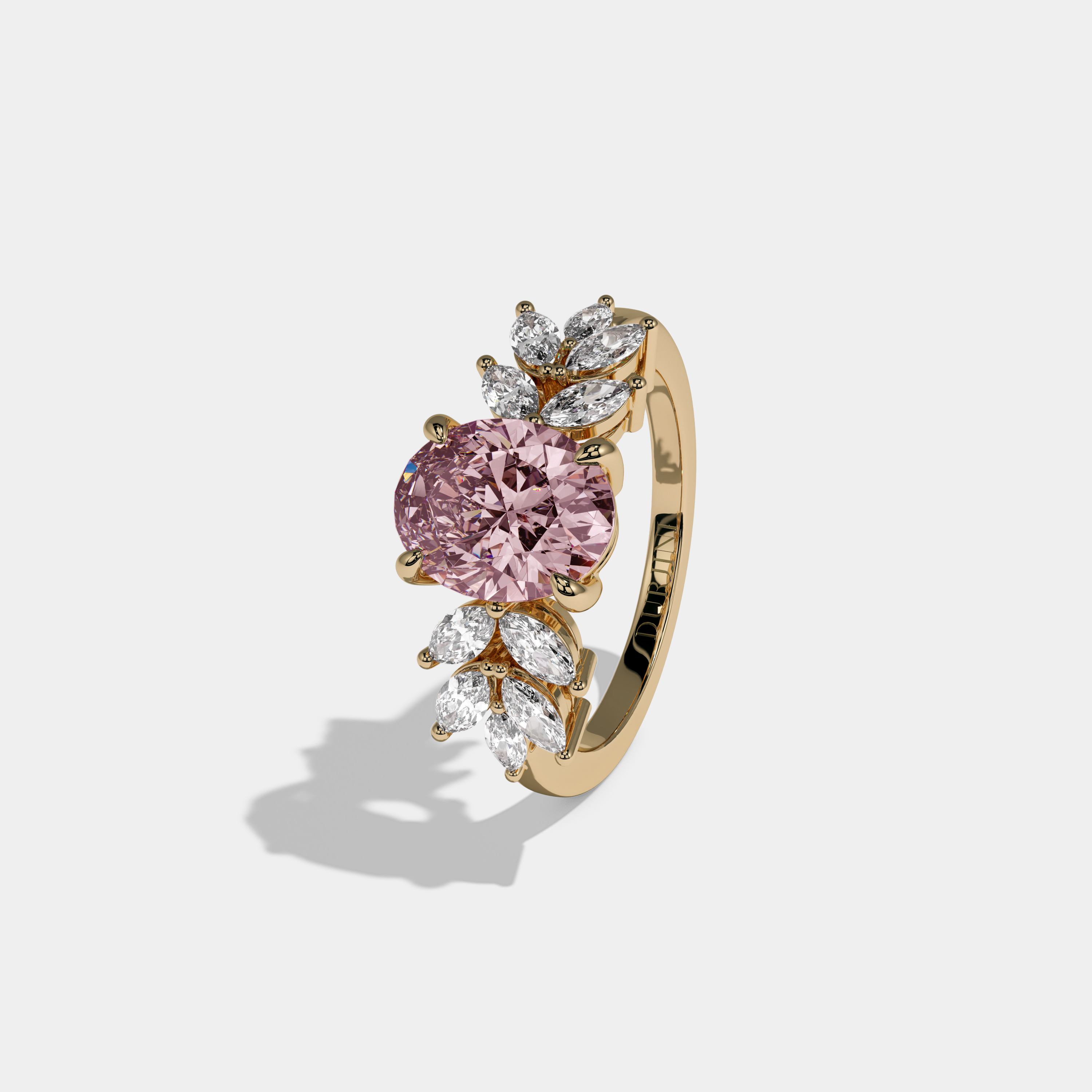 Charlotte Fancy Pink Pear Cut Diamond Plain Band Engagement Ring 6ct 18K Yellow Gold