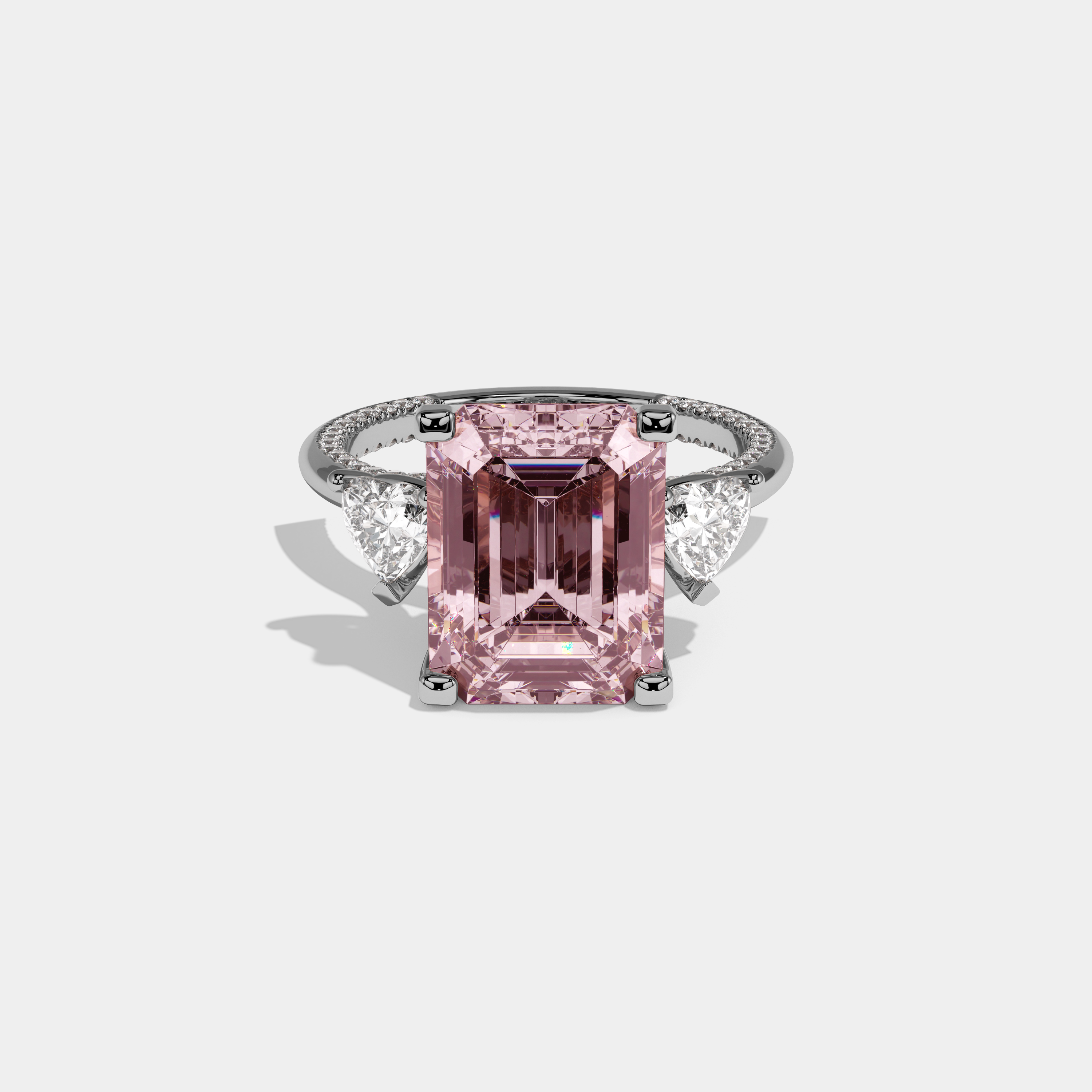 Beatrice Fancy Pink Emerald Cut Diamond Hidden Band Engagement Ring 6ct 18K White Gold