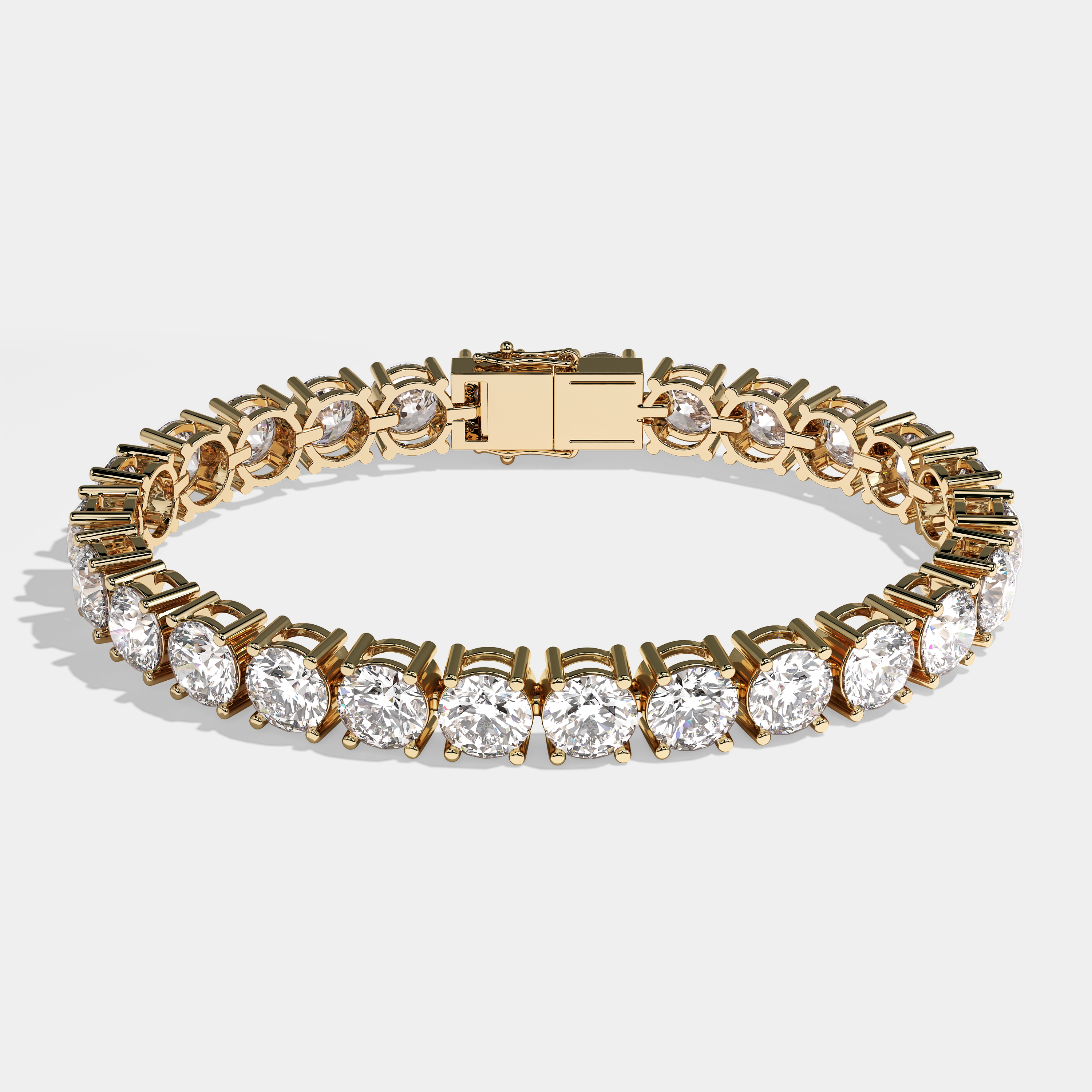 Mercedes Durjini Diamond Round Brilliant Tennis Bracelet 5MM 18K Yellow Gold 5.00ct