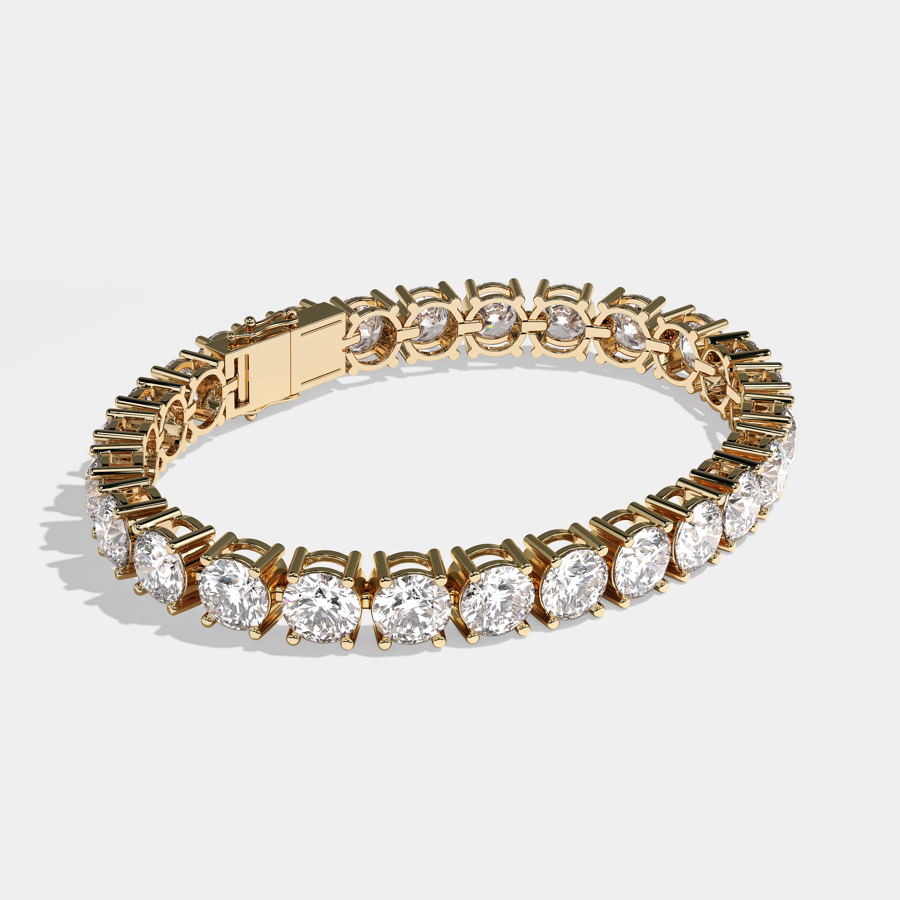 Mercedes Durjini Diamond Round Brilliant Tennis Bracelet 5MM 18K Yellow Gold 5.00ct