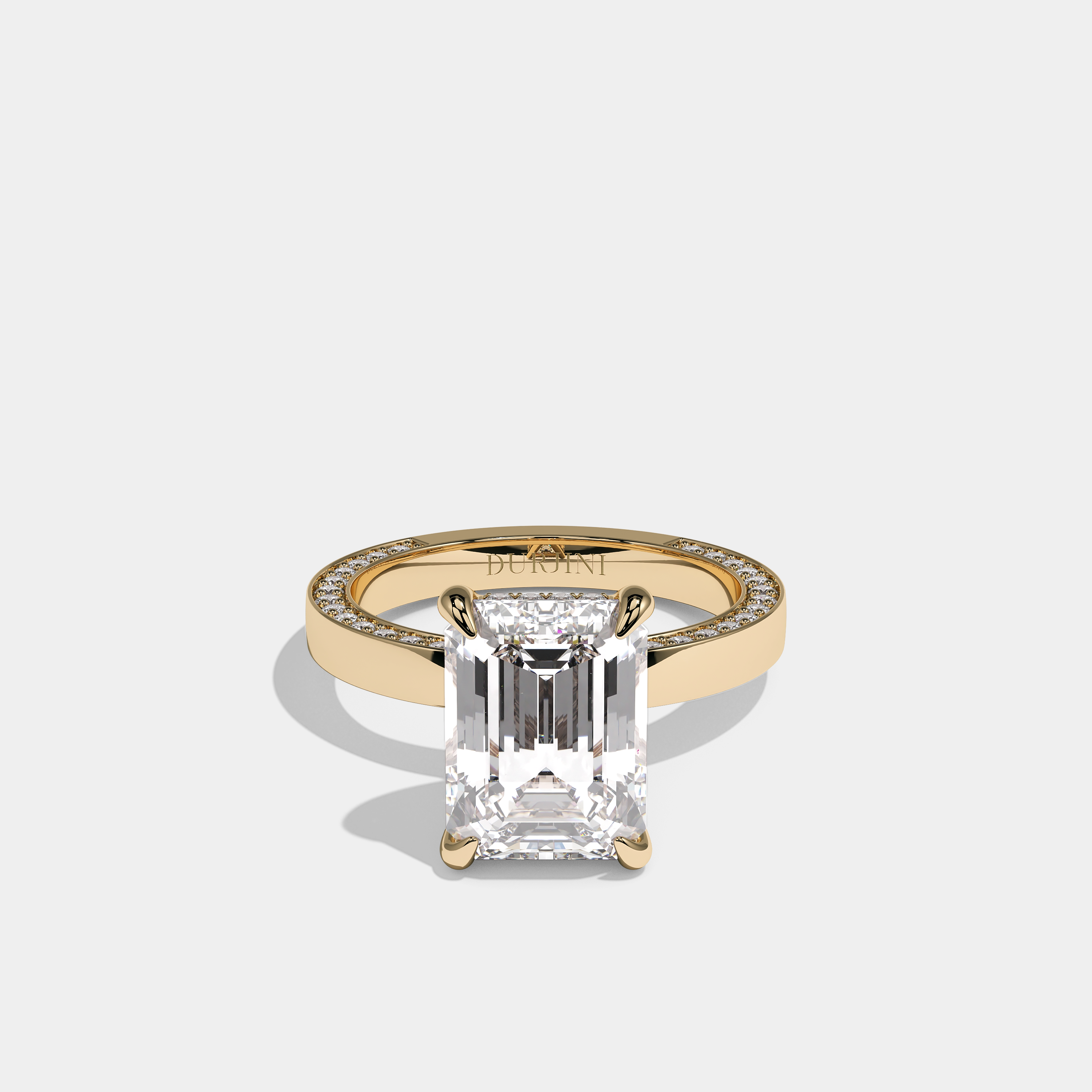 Brilliance Diamond Emerald Cut Engagement Ring 18K Yellow Gold 8.00ct