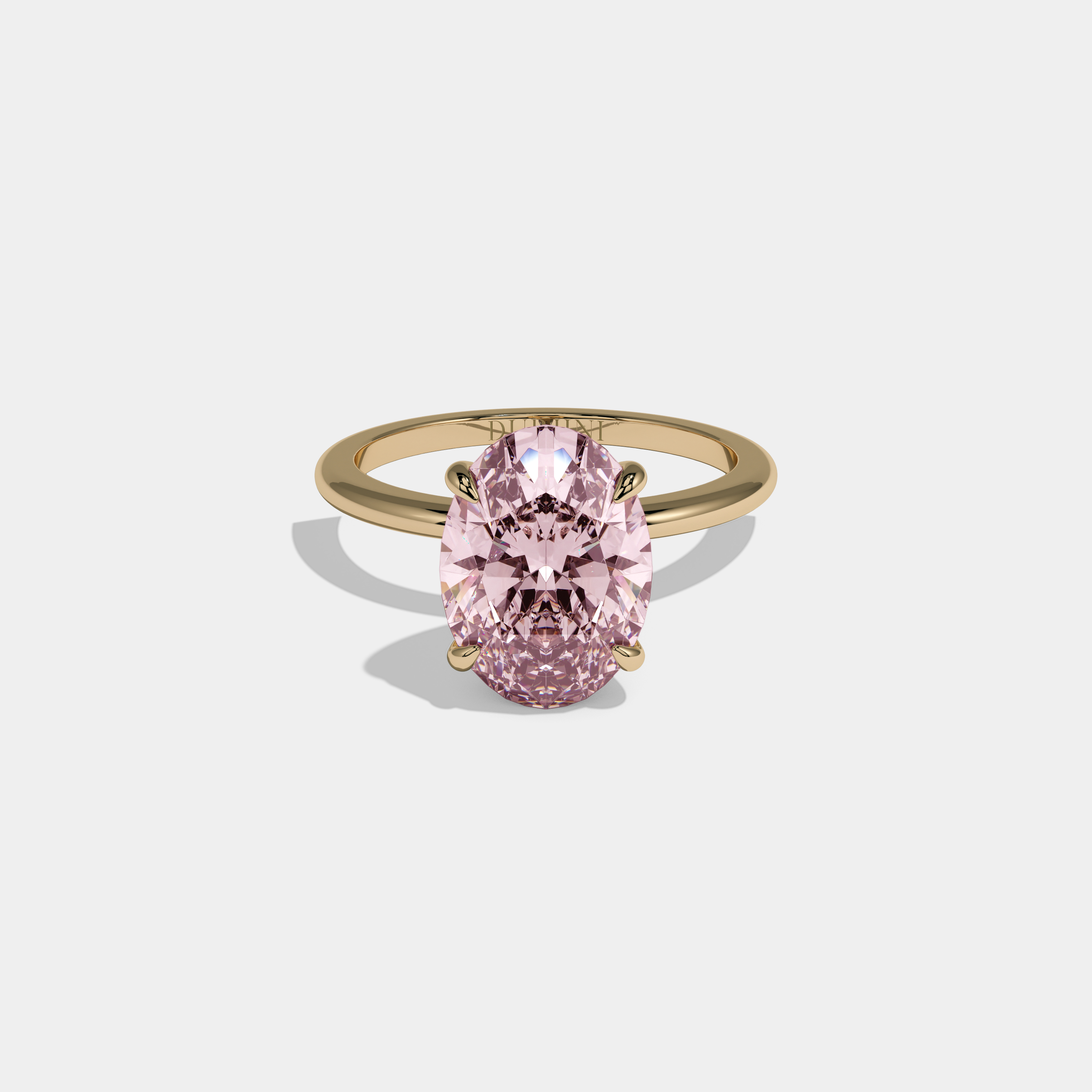 Eugenie Fancy Pink Oval Cut Diamond Plain Band Engagement Ring 6.5ct 18K Yellow Gold