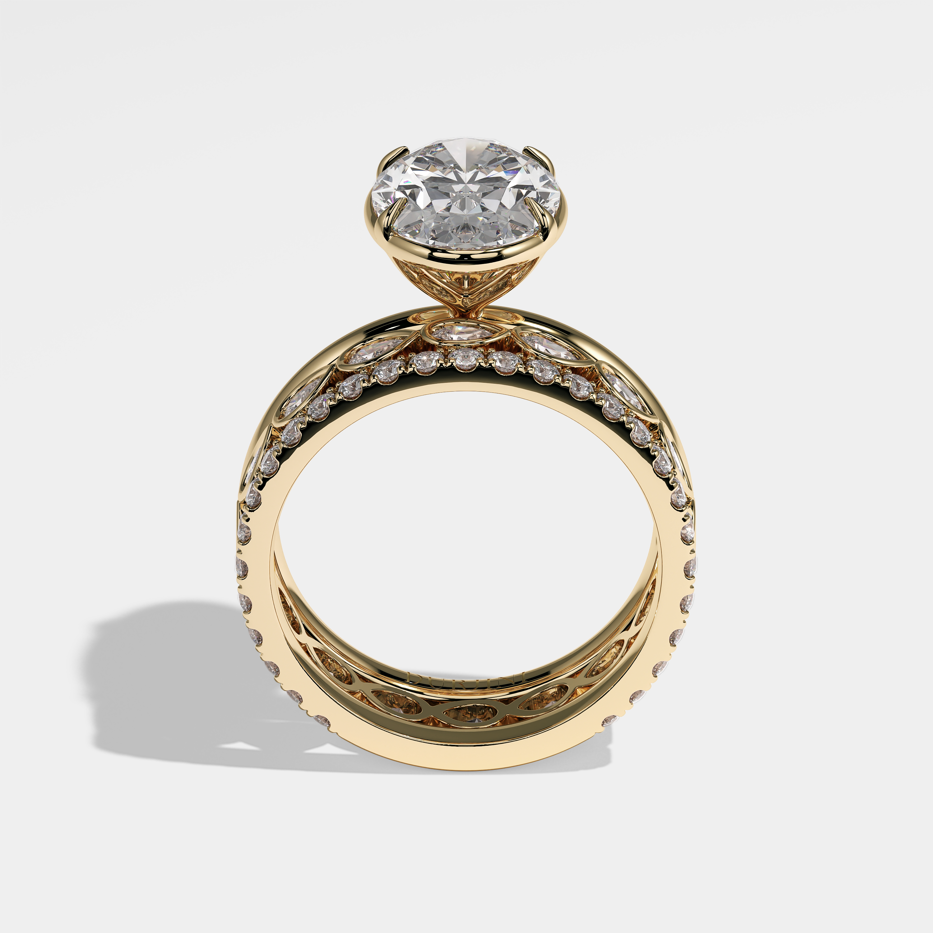 Morgan Diamond Oval Halo Engagement Ring 18K Yellow Gold 6.00ct (Set Of 3 Rings)