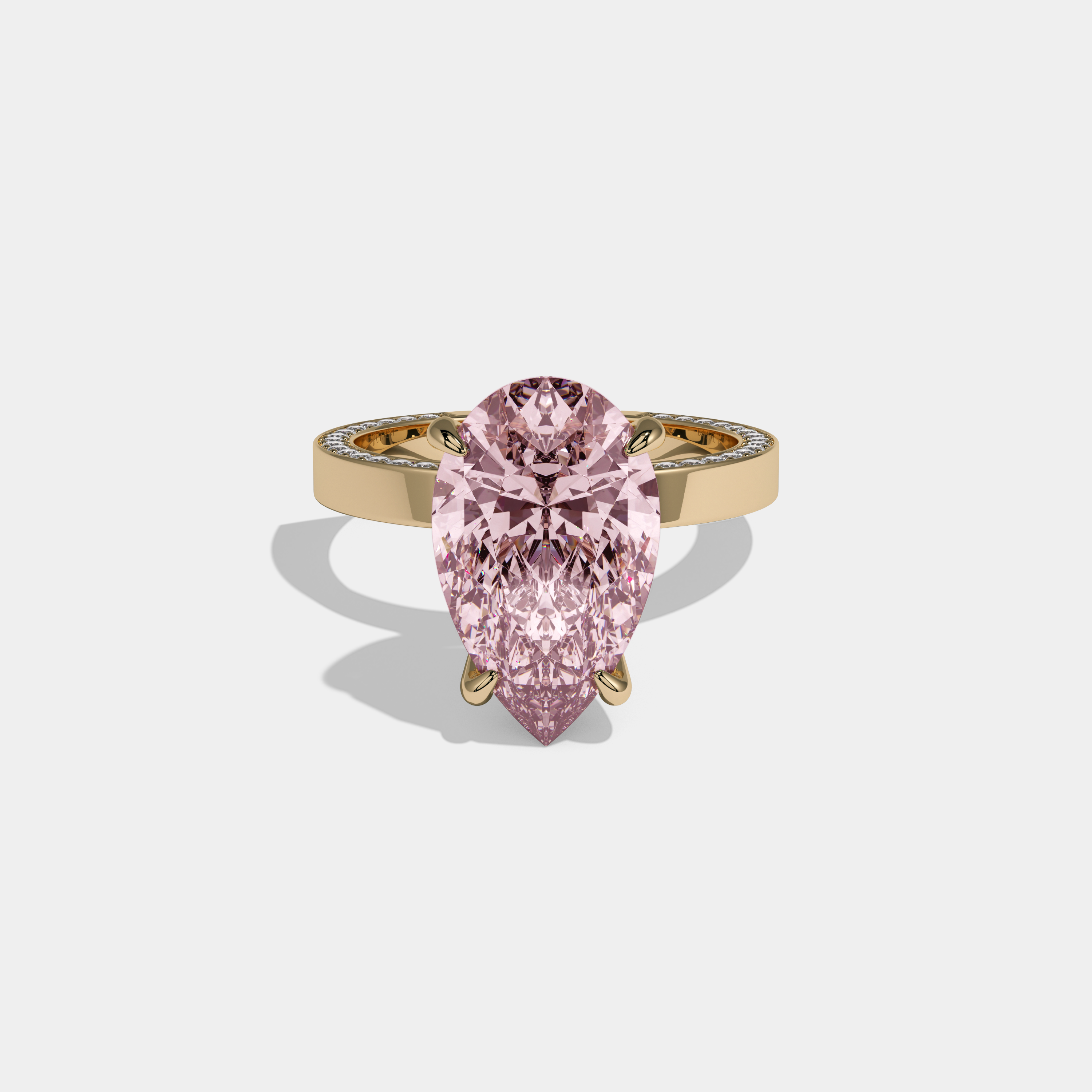 Charlotte Fancy Pink Pear Cut Diamond Hidden Band Engagement Ring 6ct 18K Yellow Gold