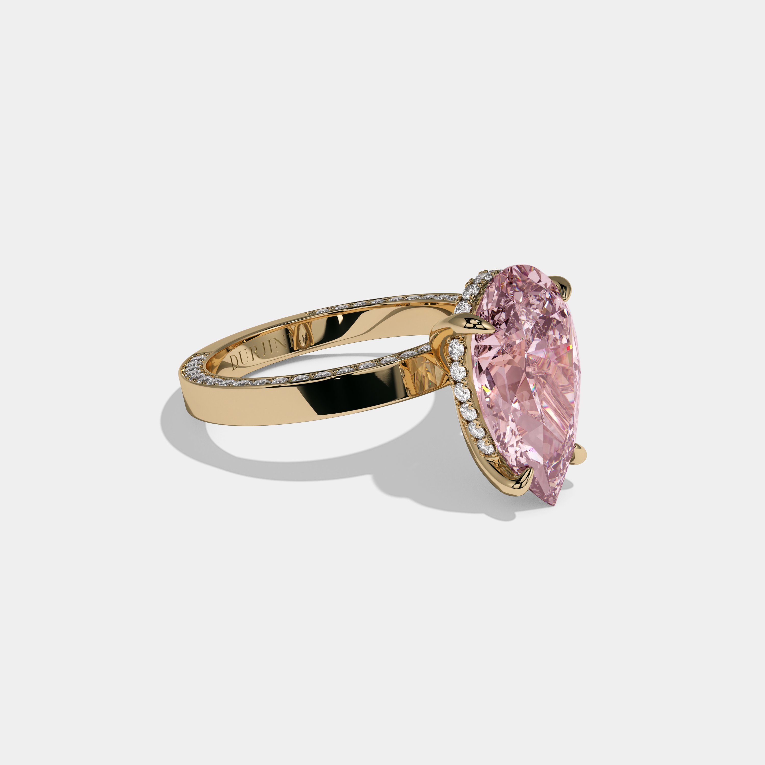Charlotte Fancy Pink Pear Cut Diamond Hidden Band Engagement Ring 6ct 18K Yellow Gold
