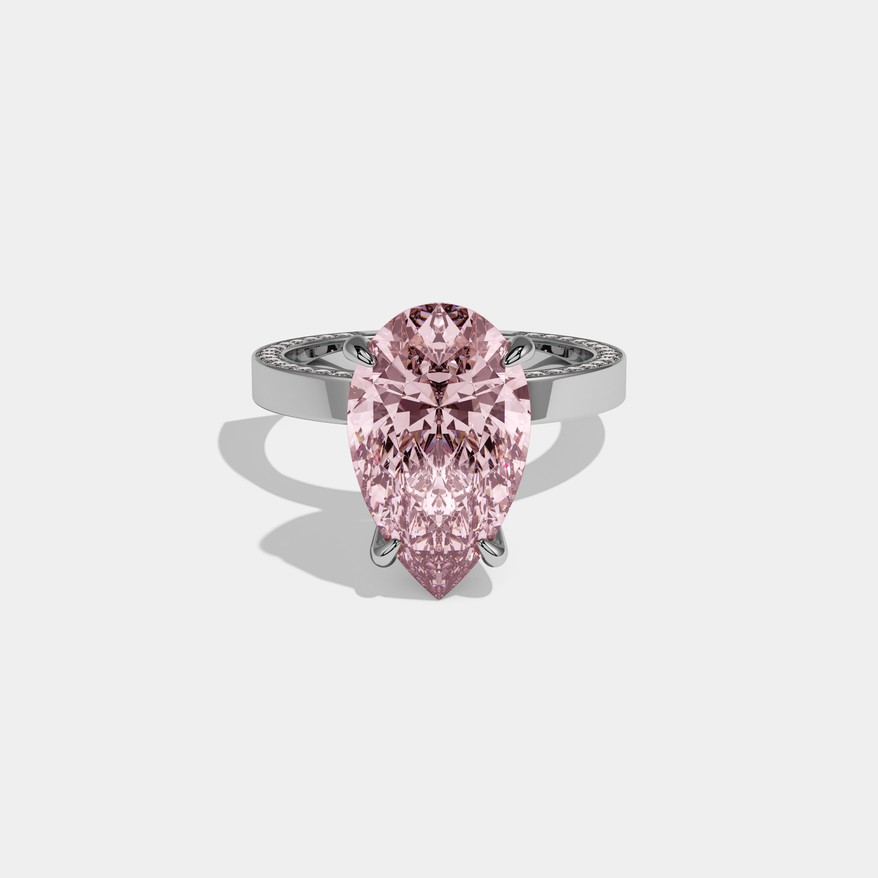 Victoria Fancy Pink Pear Cut Diamond Hidden Band Engagement Ring 6ct 18K White Gold