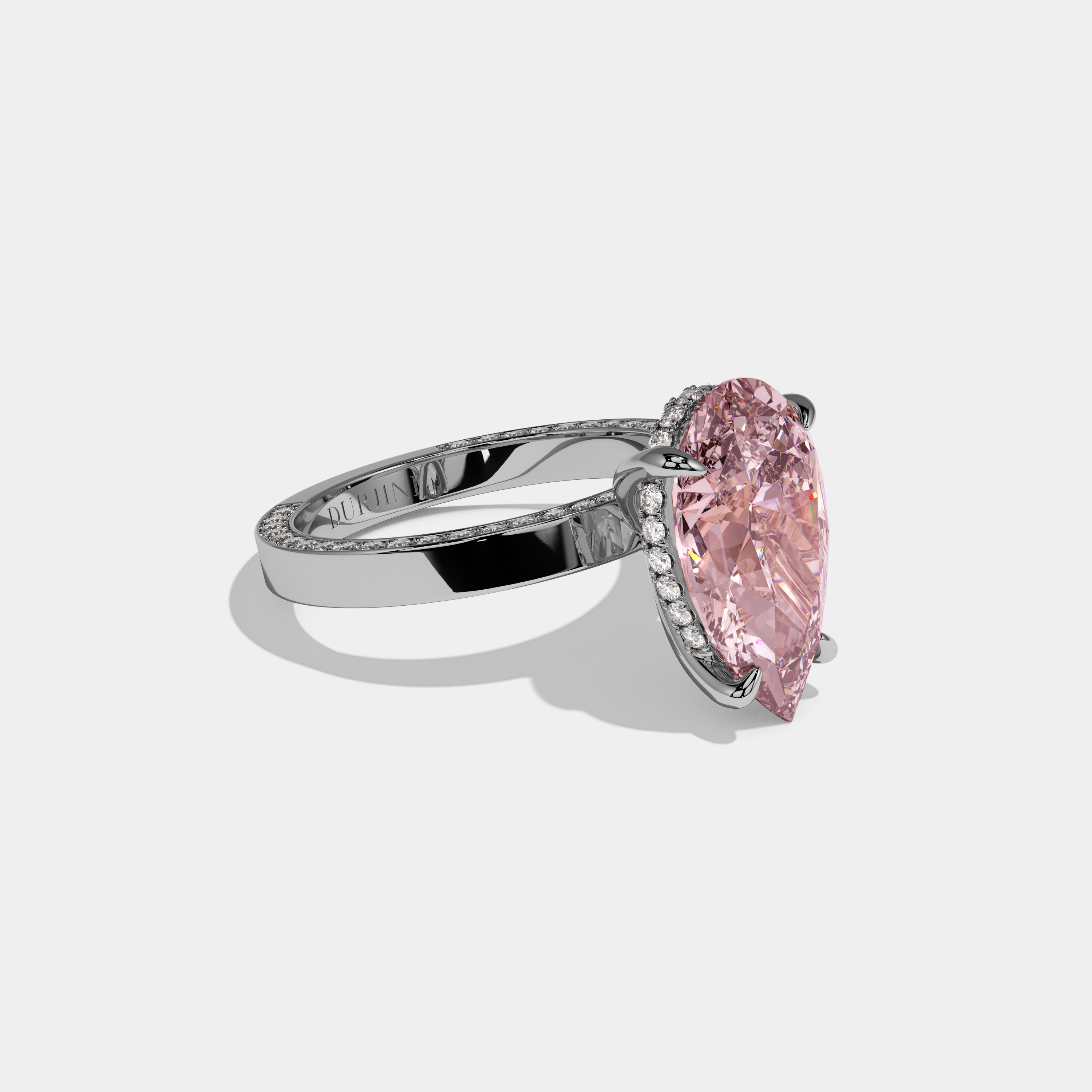 Victoria Fancy Pink Pear Cut Diamond Hidden Band Engagement Ring 6ct 18K White Gold