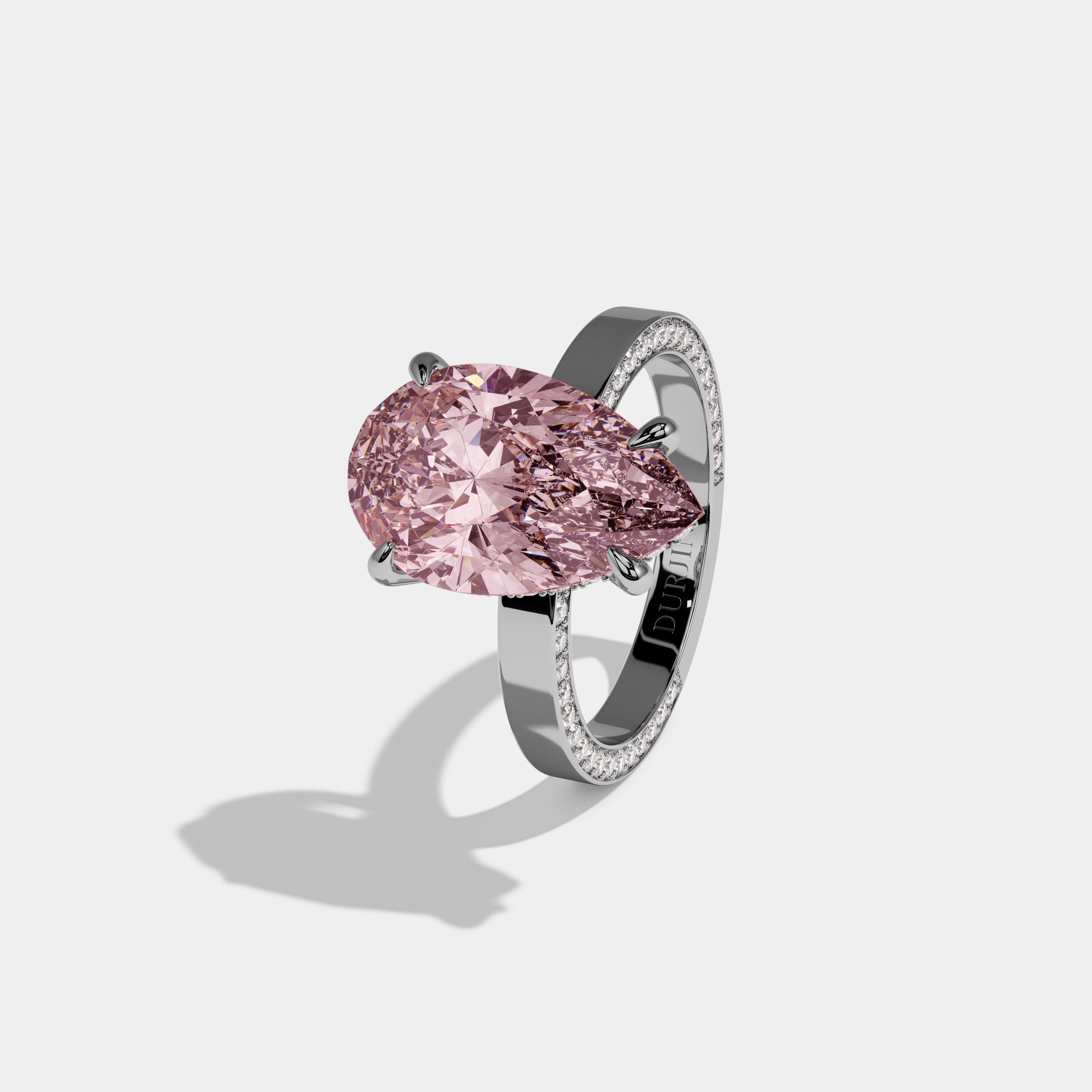Victoria Fancy Pink Pear Cut Diamond Hidden Band Engagement Ring 6ct 18K White Gold