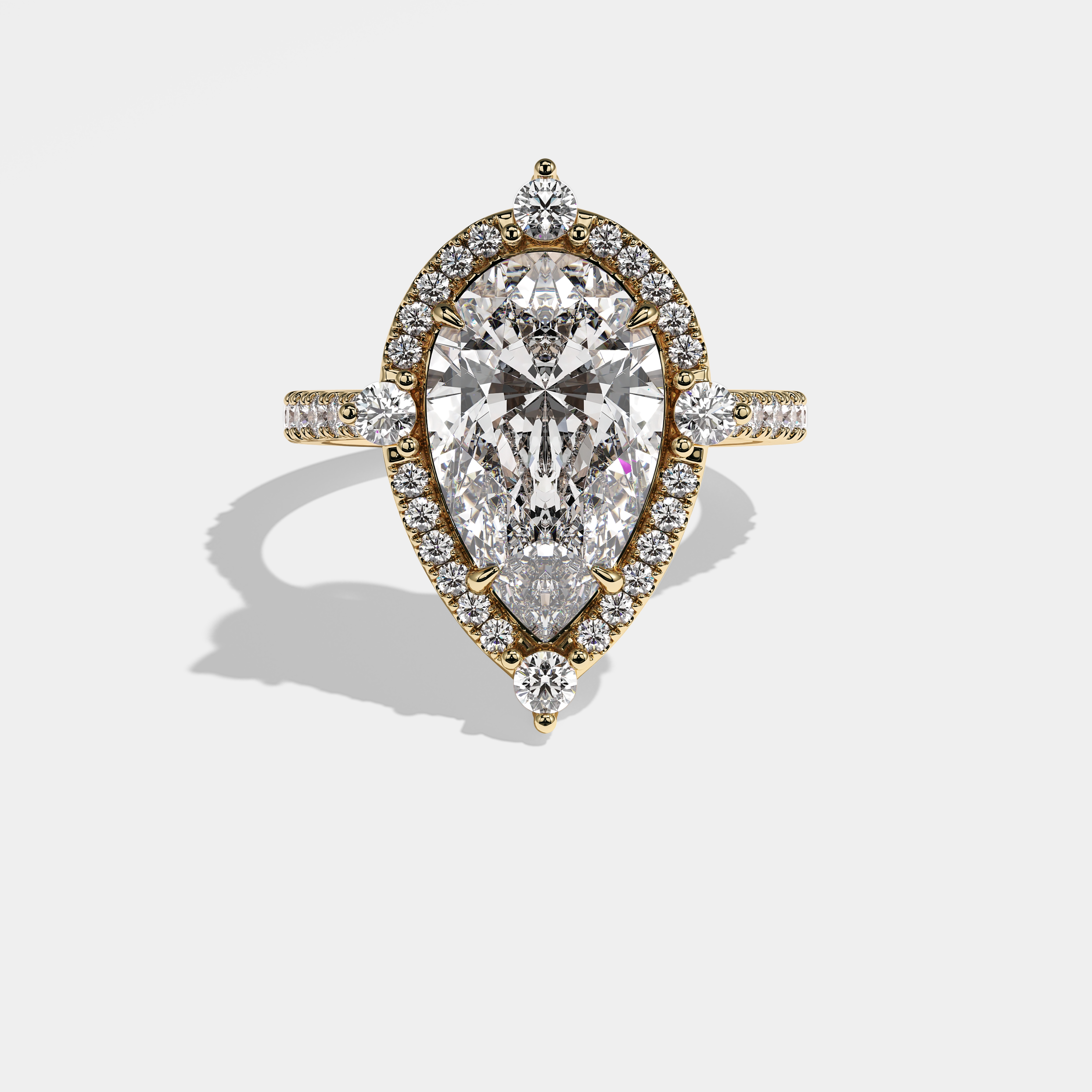 Mallory Diamond Pear Halo Engagement Ring 18K Yellow Gold 5.00ct