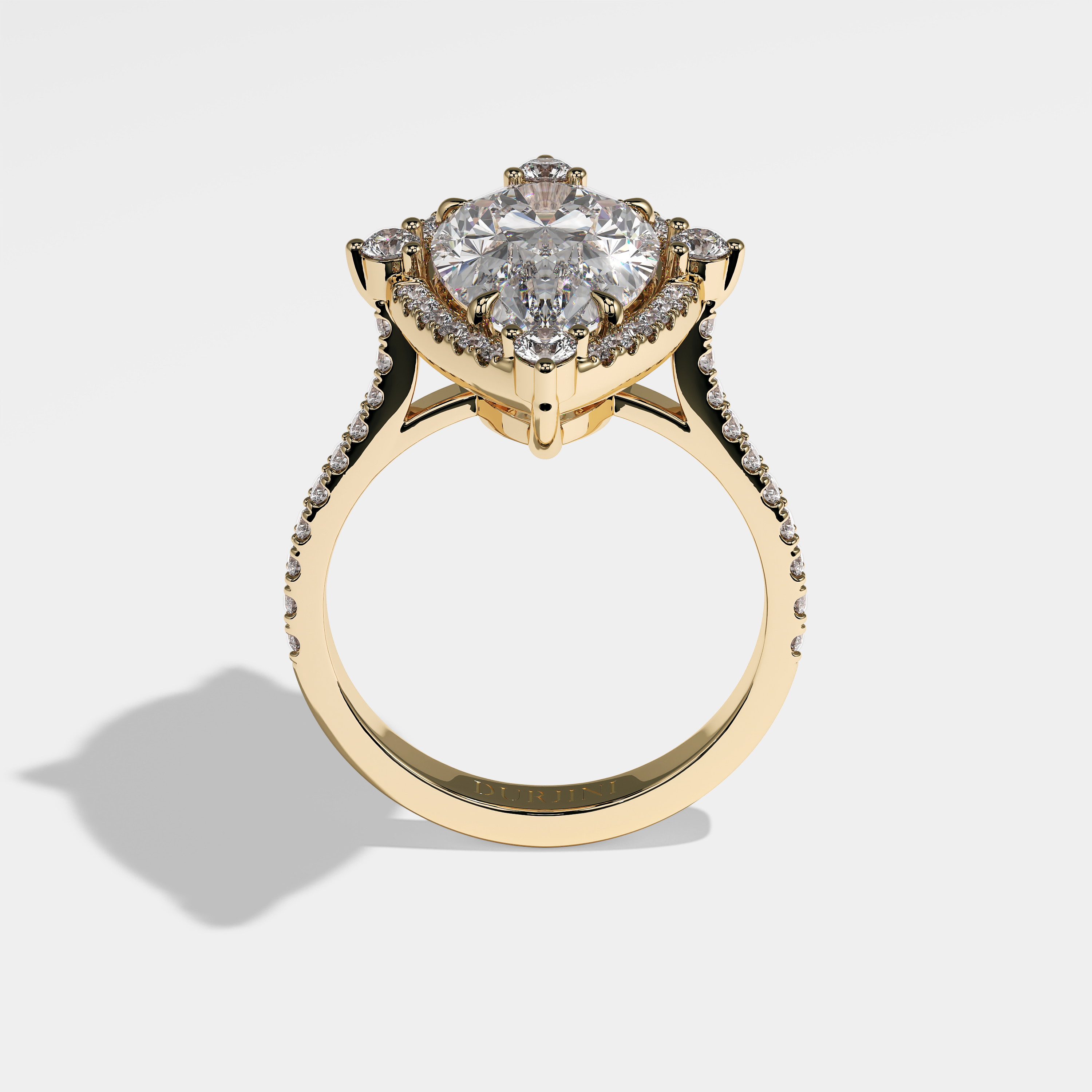 Mallory Diamond Pear Halo Engagement Ring 18K Yellow Gold 5.00ct