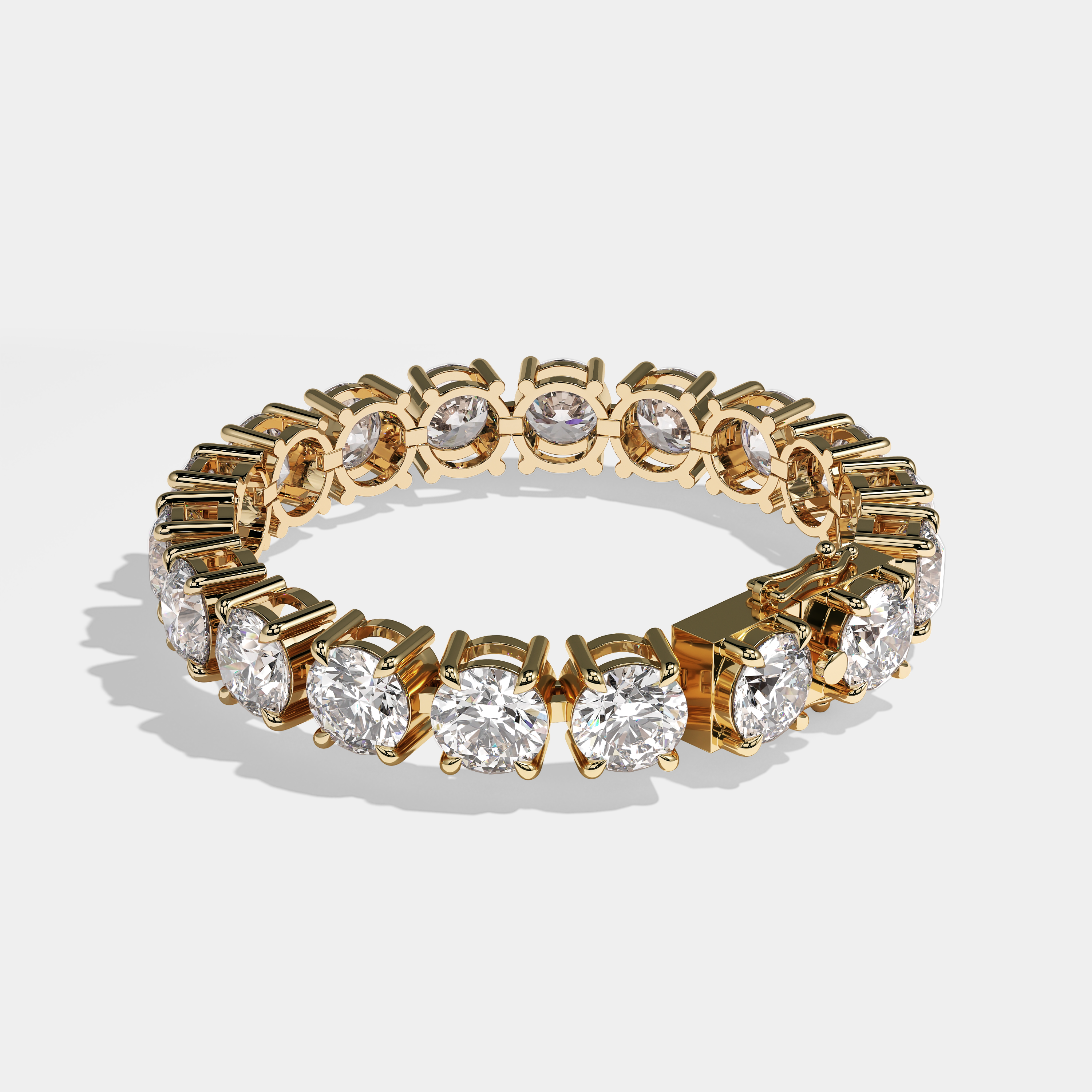 Durjini Diamond Round Brilliant Tennis Bracelet 10MM 18K Yellow Gold 12.00ct