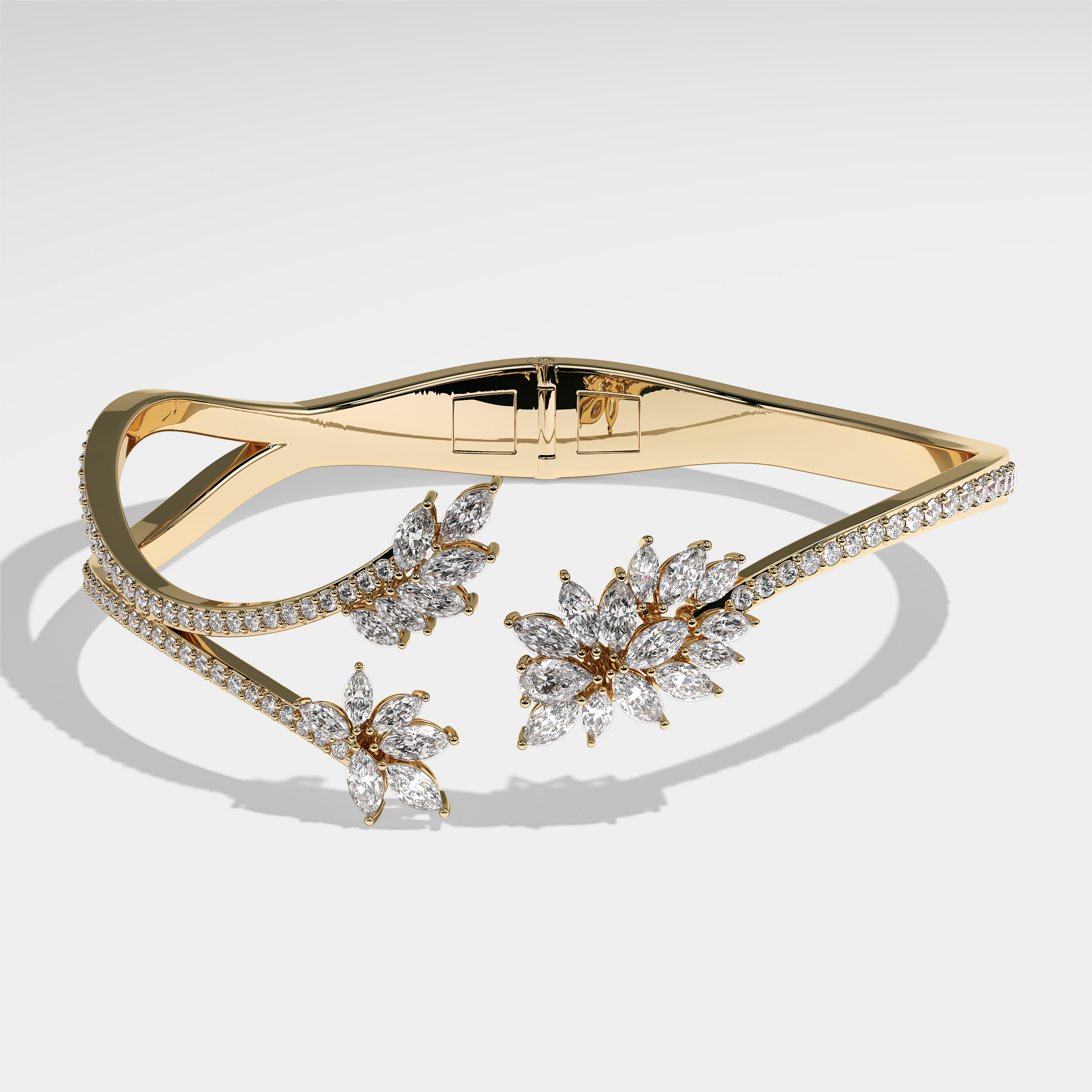 Malaya Diamond Marquise Bangle/Bracelet 18K Yellow Gold 4.00ct