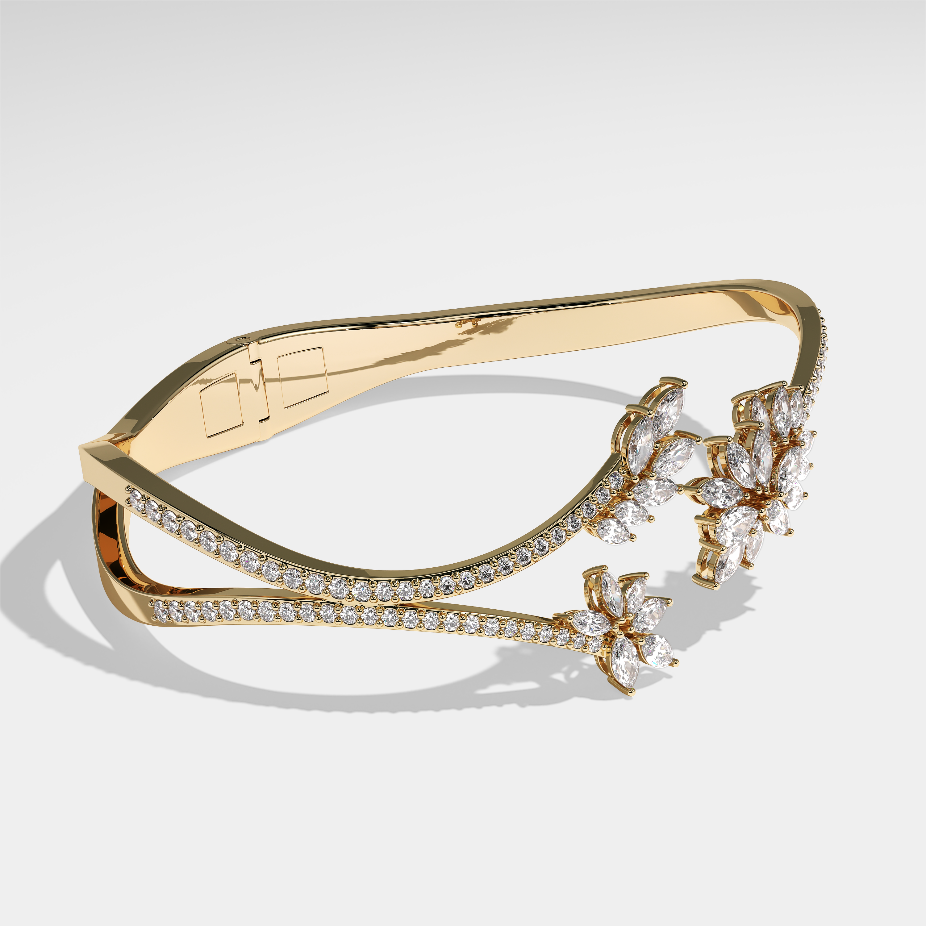 Malaya Diamond Marquise Bangle/Bracelet 18K Yellow Gold 4.00ct