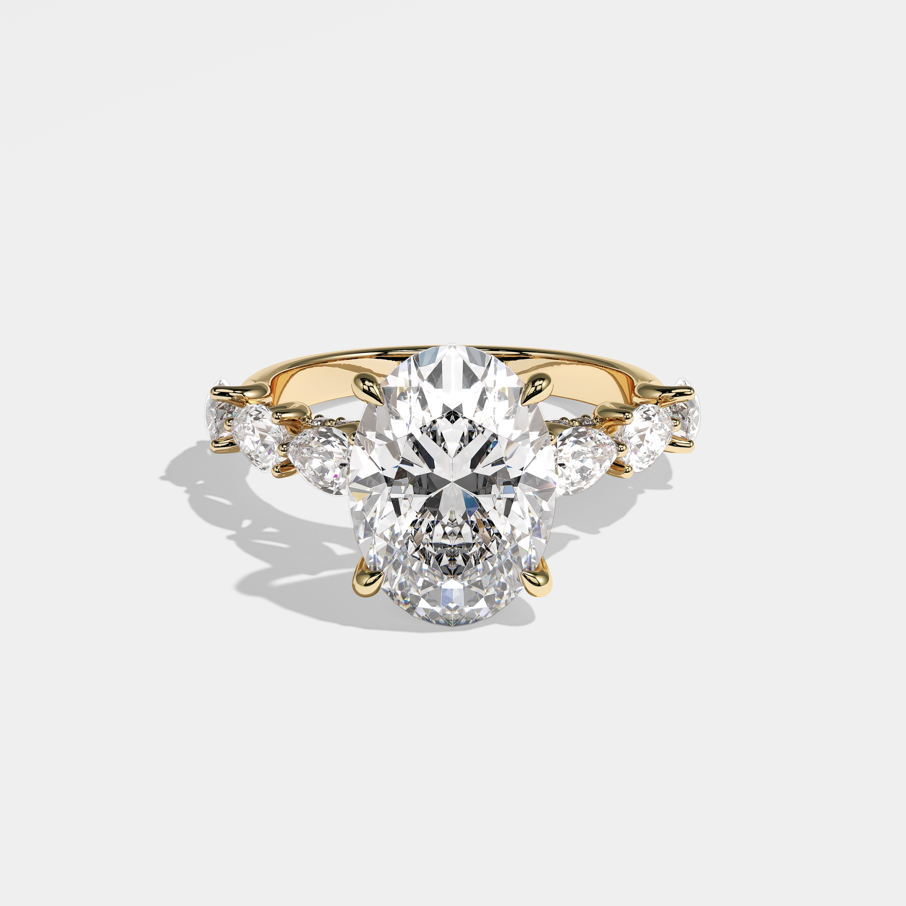 Nikita Diamond Oval Halo Engagement Ring 18K Yellow Gold 4.00ct