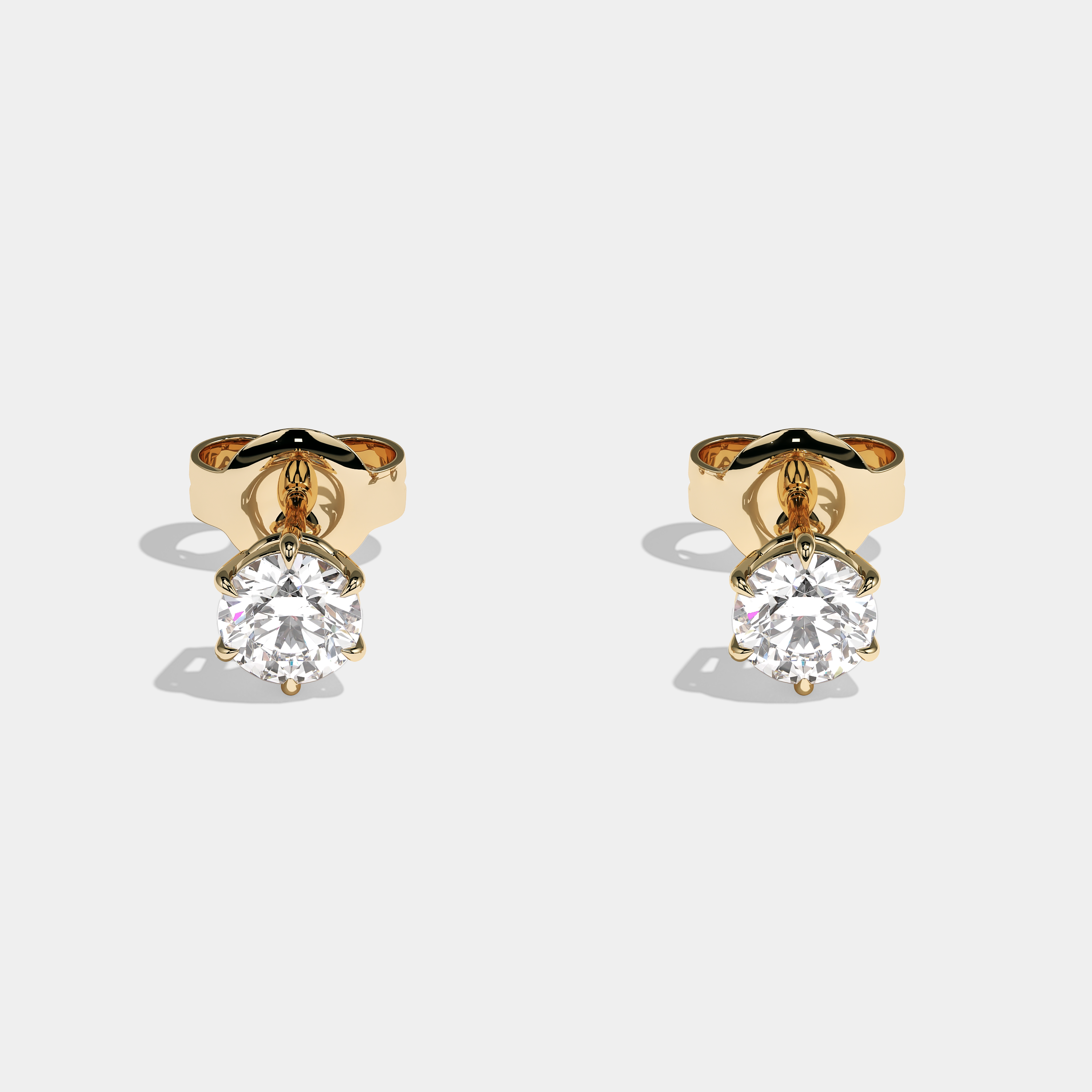 Nydia Round Brilliant Cut Diamond Earrings Yellow Gold 2.00ct