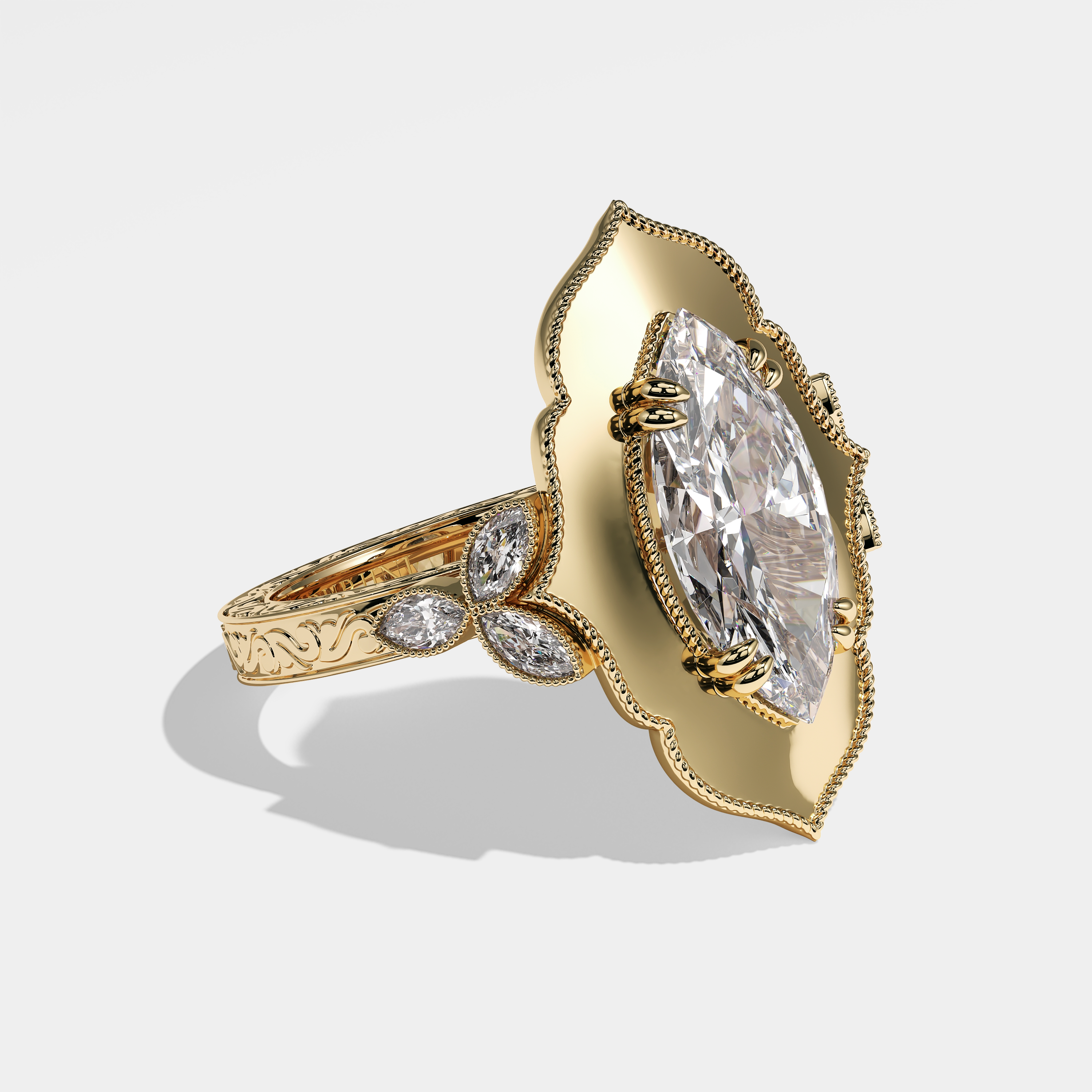 Yuna Diamond Oval Halo Engagement Ring 18K Yellow Gold 5.00ct D/VVS1