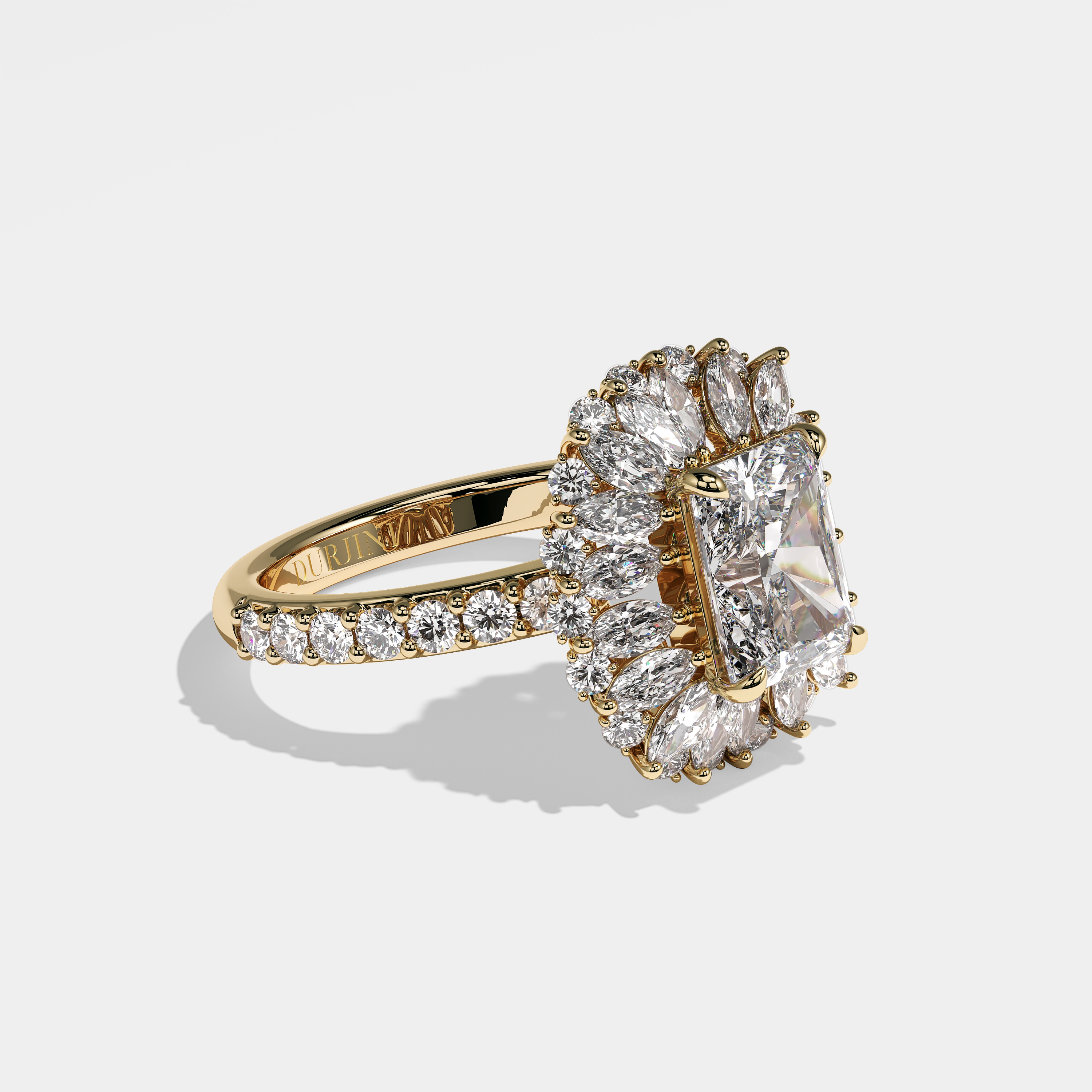 Yvette Diamond Radiant Engagement Ring 18K Yellow Gold 20.00ct