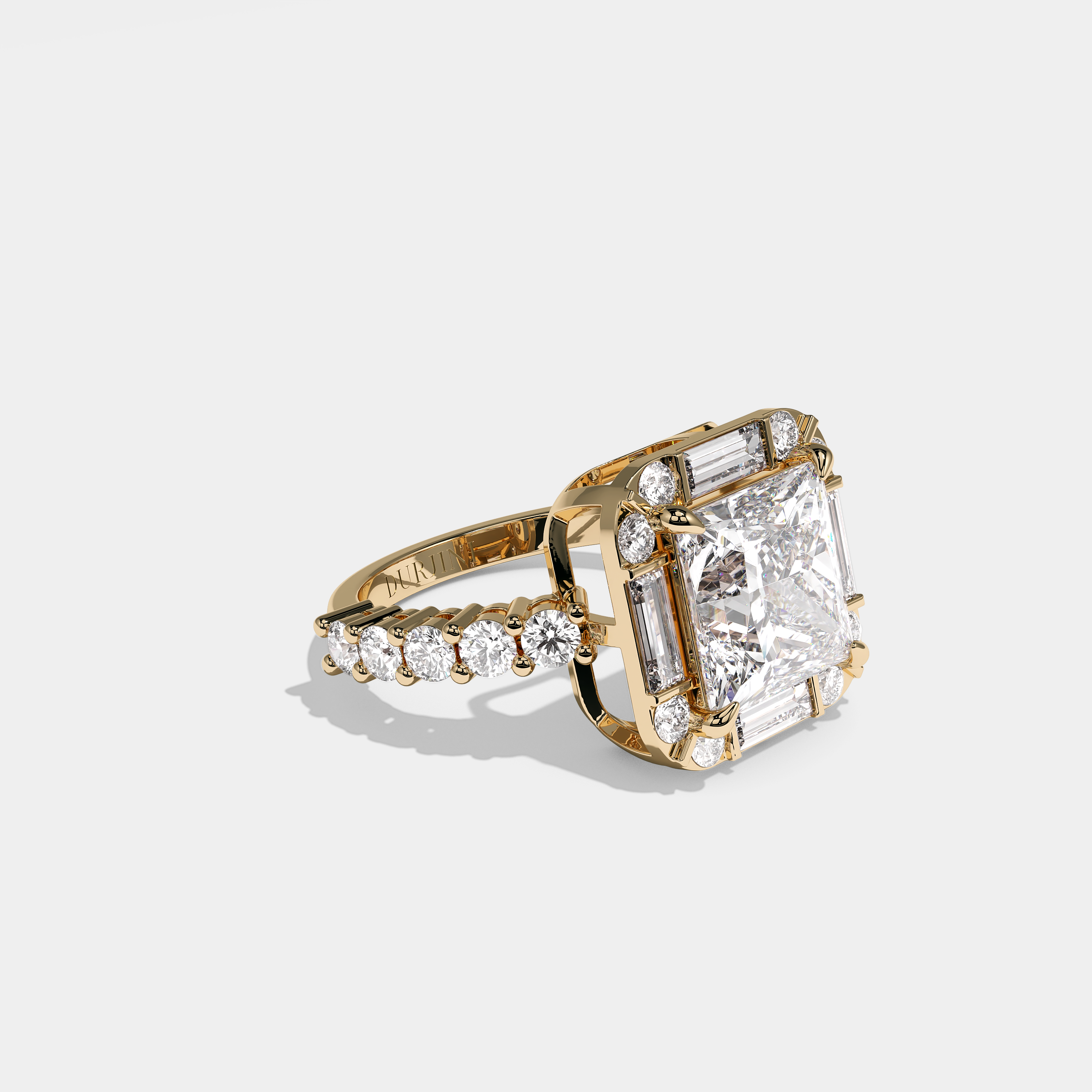 Melisa Diamond Princess cut Halo Engagement Ring 18K Yellow Gold 10.00ct
