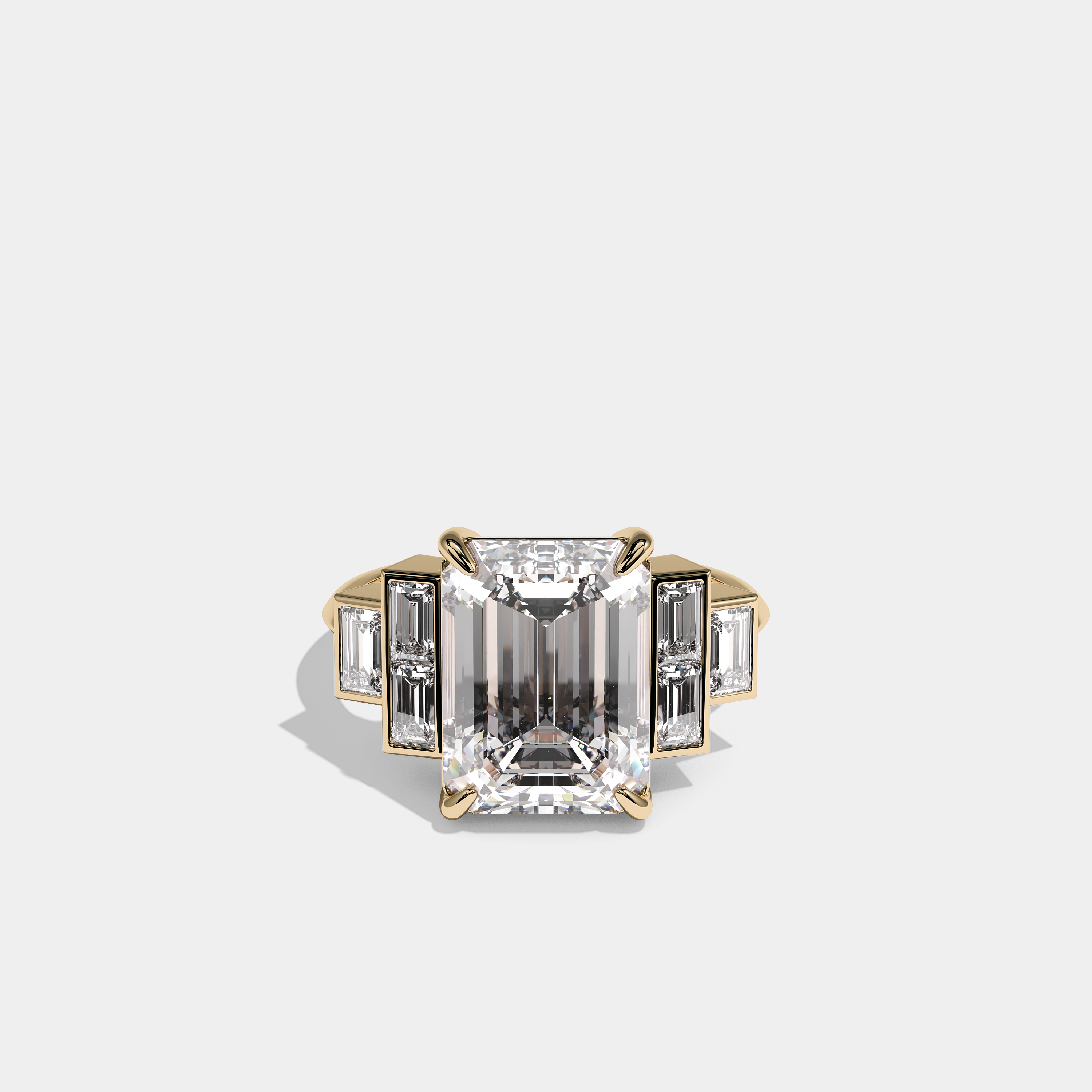 Bettie Diamond Emerald Cut Engagement Ring 18K Yellow Gold 11.00ct